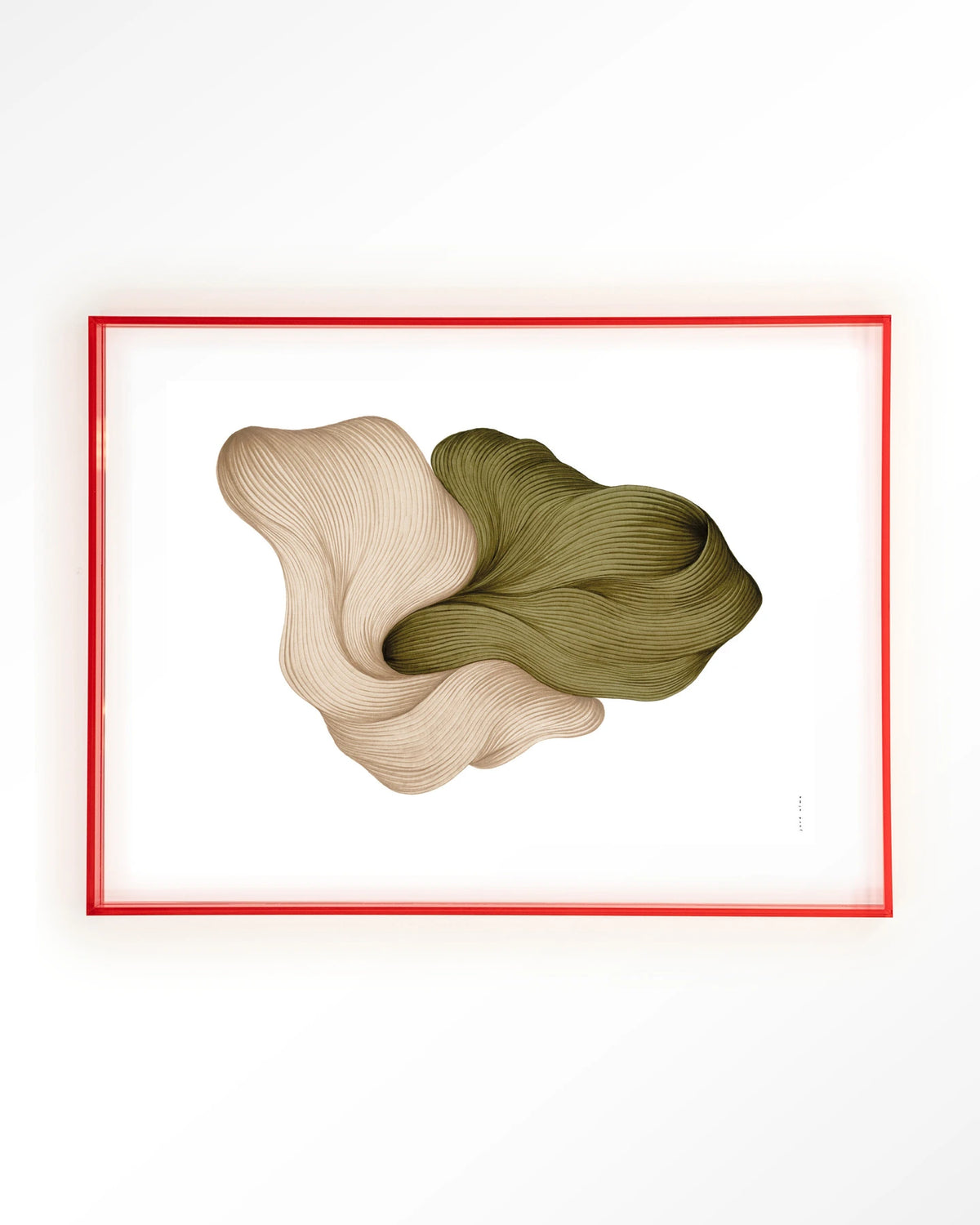 DWG-K – lijntekening in groen en beige – Art print – Acryl roze