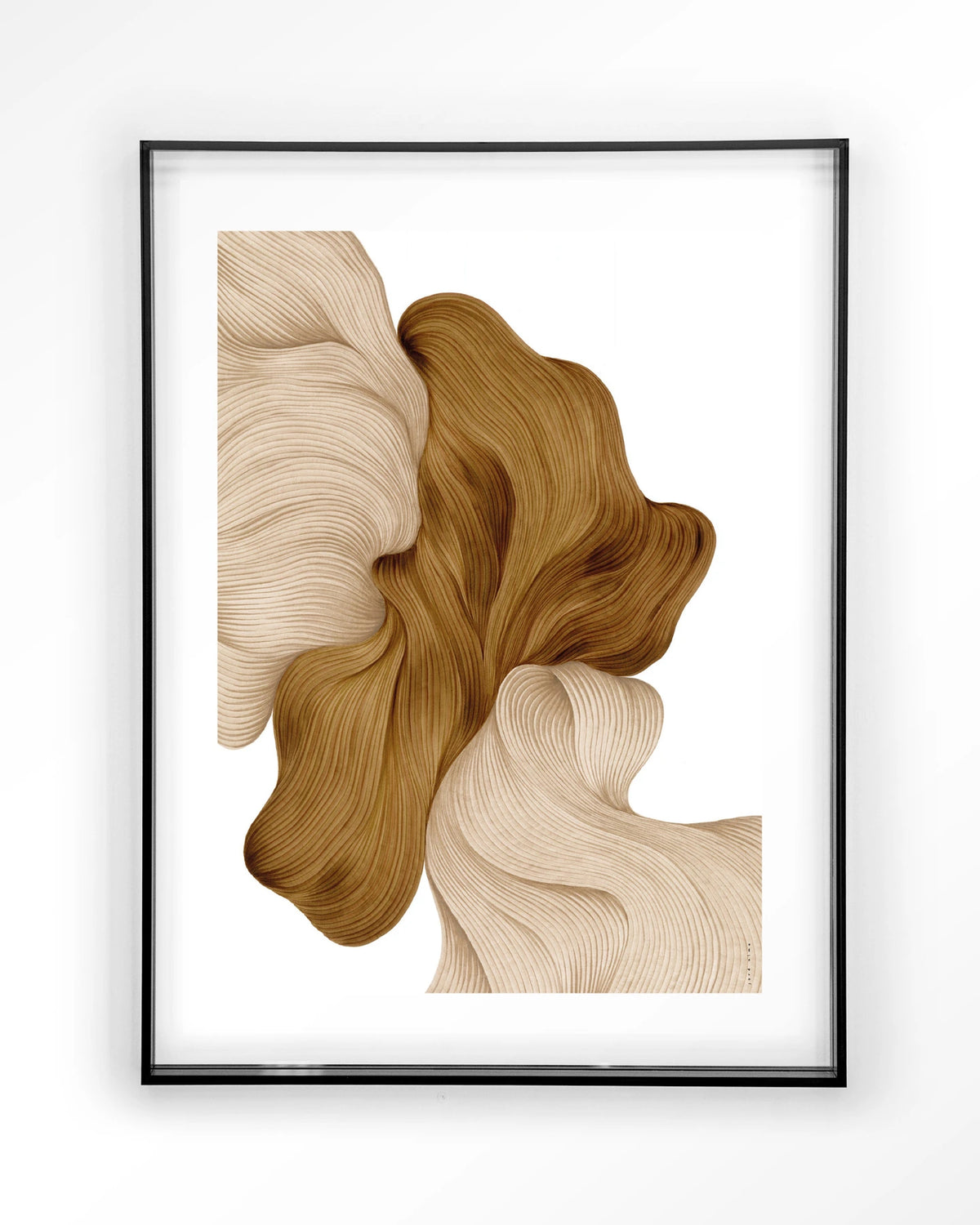 DWG-N – lijnkunst abstract in beige en goud – Art print – Acryl zwart