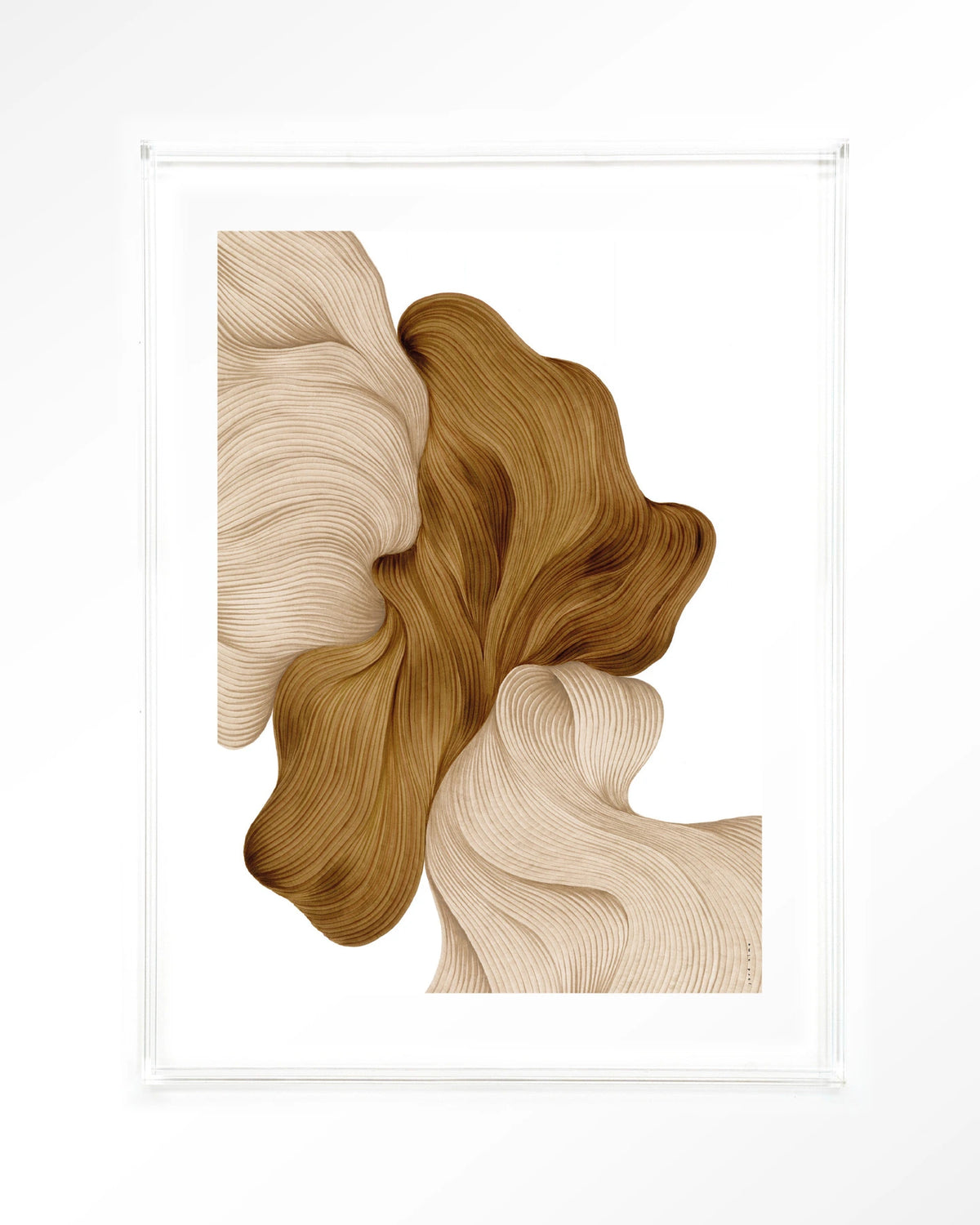 DWG-N – lijnkunst abstract in beige en goud – Art print – Acryl doorzichtig