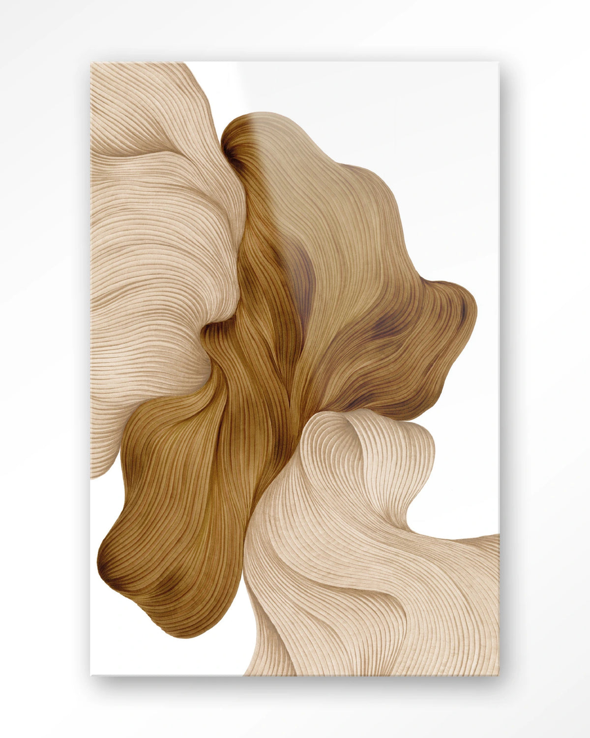 DWG-N – lijnkunst abstract in beige en goud – Glas – Blinde montage