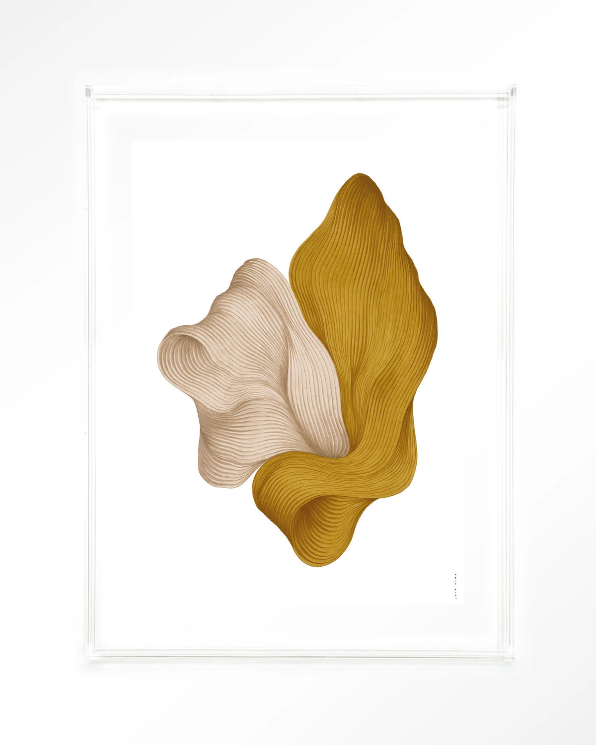 DWG-L – abstracte golvende vormen in geel en beige – Art print – Acryl doorzichtig