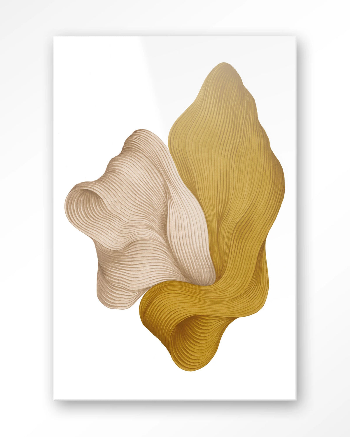 DWG-L – abstracte golvende vormen in geel en beige – Glas – Blinde montage
