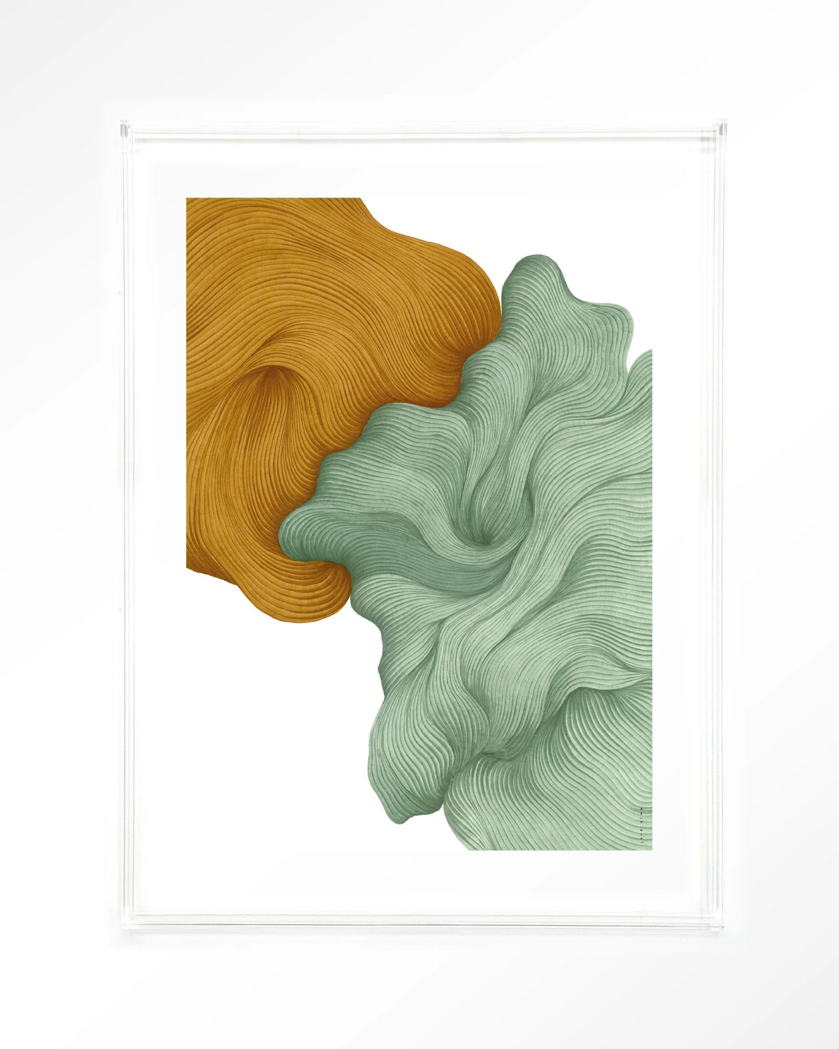 DWG-T – abstracte golvende vormen in geel en groen – Art print – Acryl doorzichtig