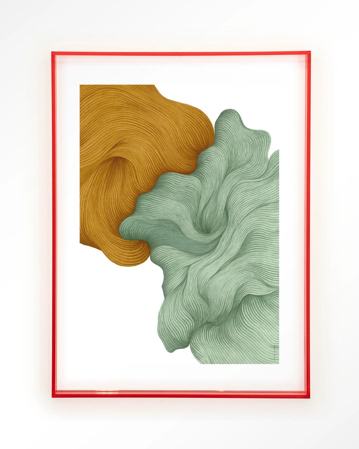 DWG-T – abstracte golvende vormen in geel en groen – Art print – Acryl roze