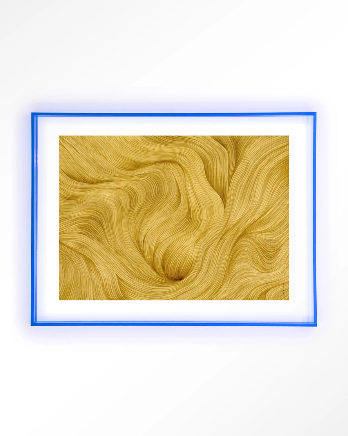DWG-M – abstracte gouden golven – Art print – Acryl lichtblauw