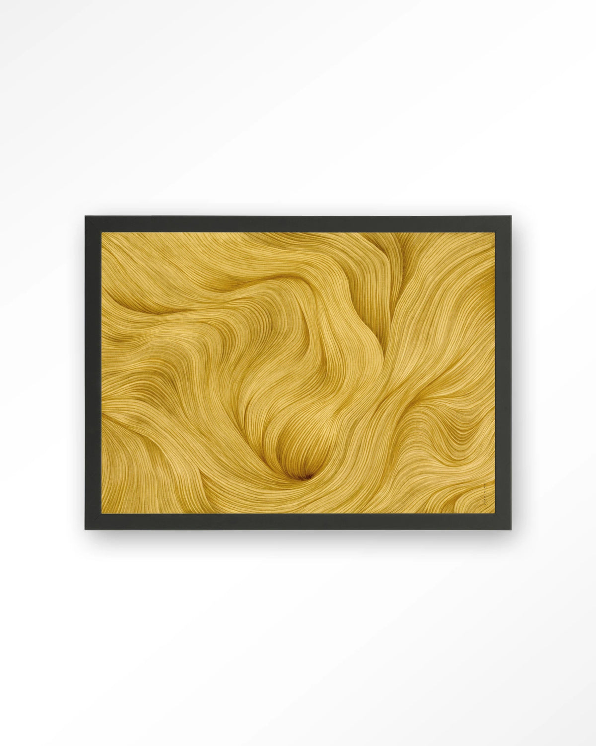 DWG-M – abstracte gouden golven – Art print – Hout zwart