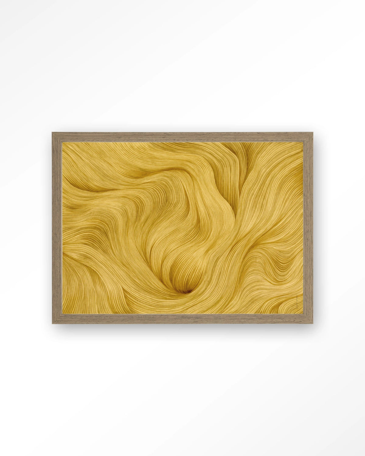DWG-M – abstracte gouden golven – Art print – Hout bruin