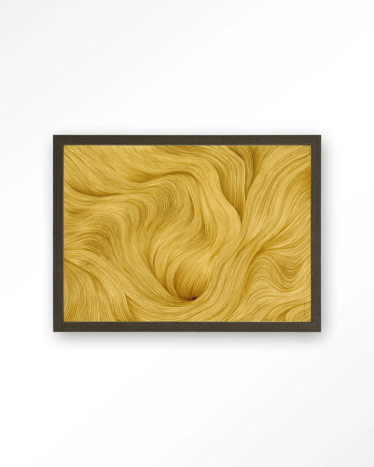 DWG-M – abstracte gouden golven – Art print – Hout donkerbruin