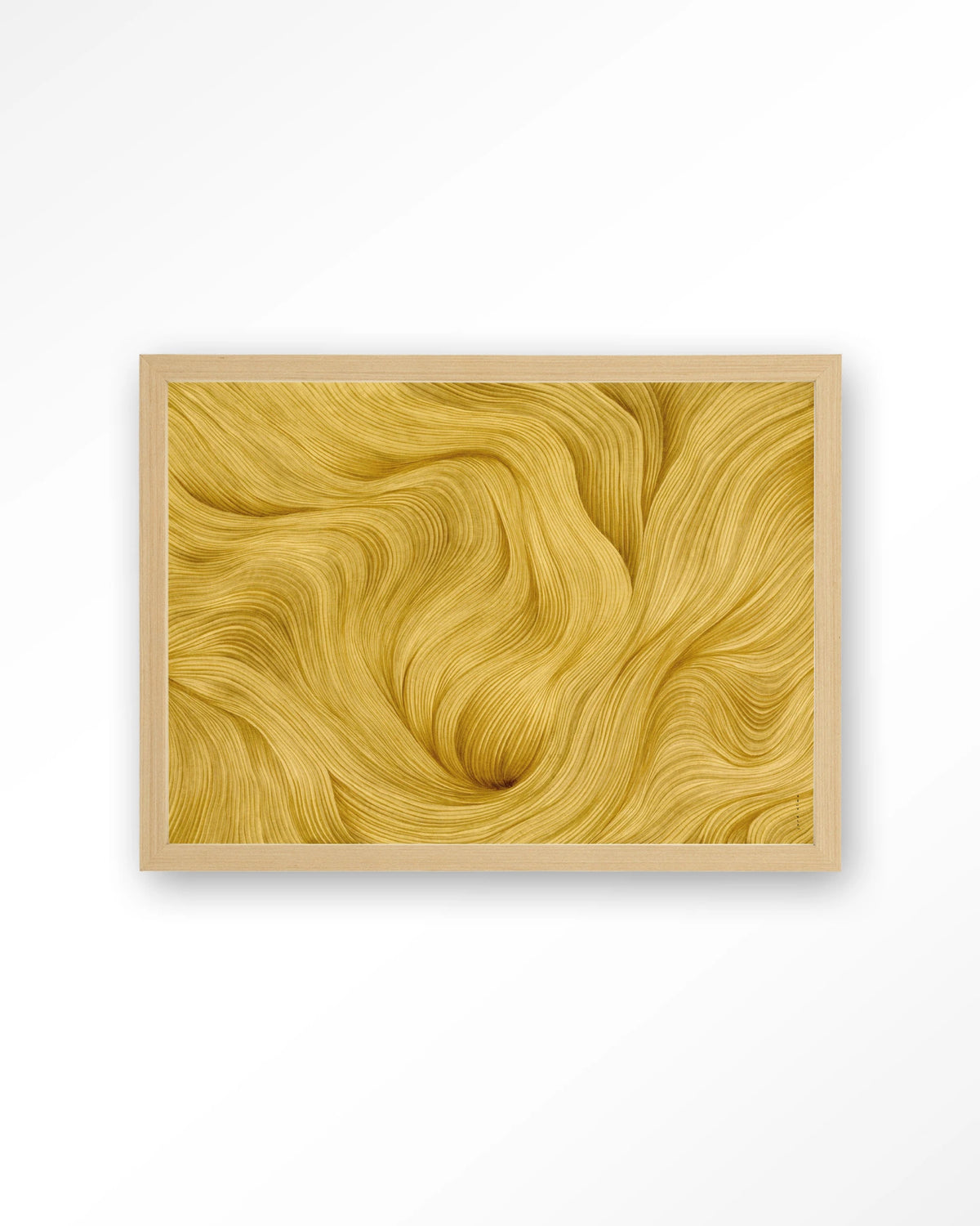 DWG-M – abstracte gouden golven – Art print – Hout naturel