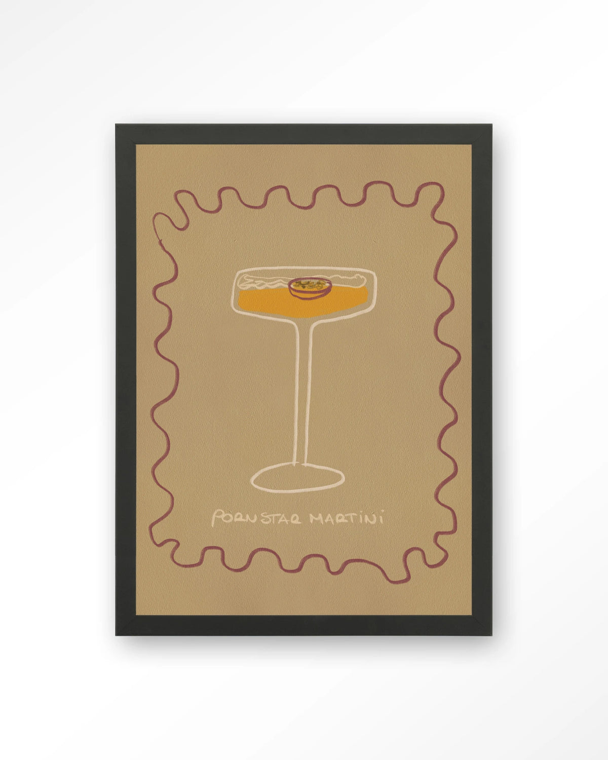 Poma – pornstar martini cocktail – Art print – Hout zwart