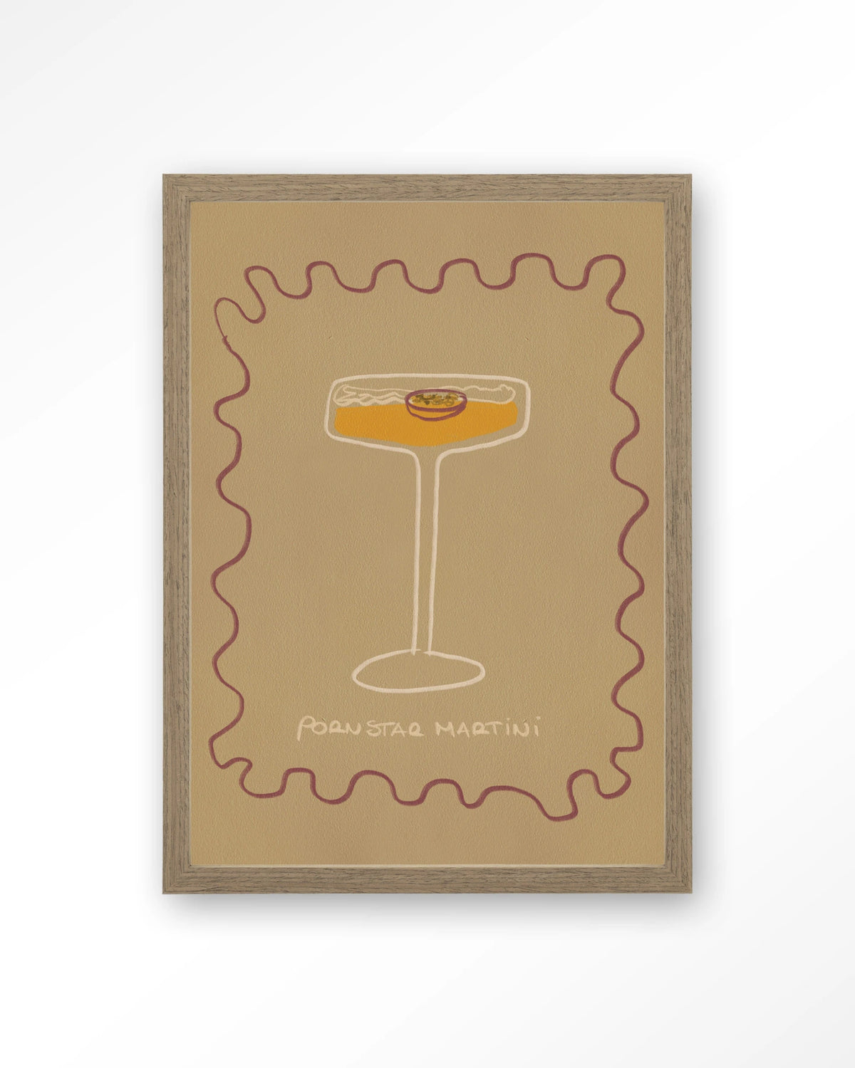 Poma – pornstar martini cocktail – Art print – Hout bruin