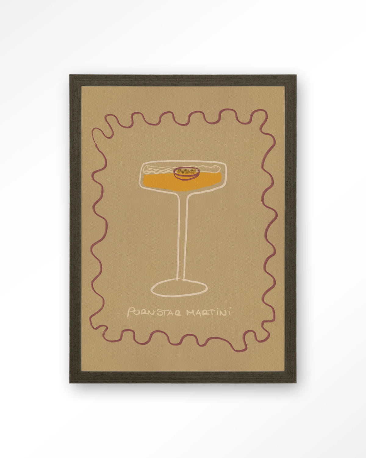 Poma – pornstar martini cocktail – Art print – Hout donkerbruin