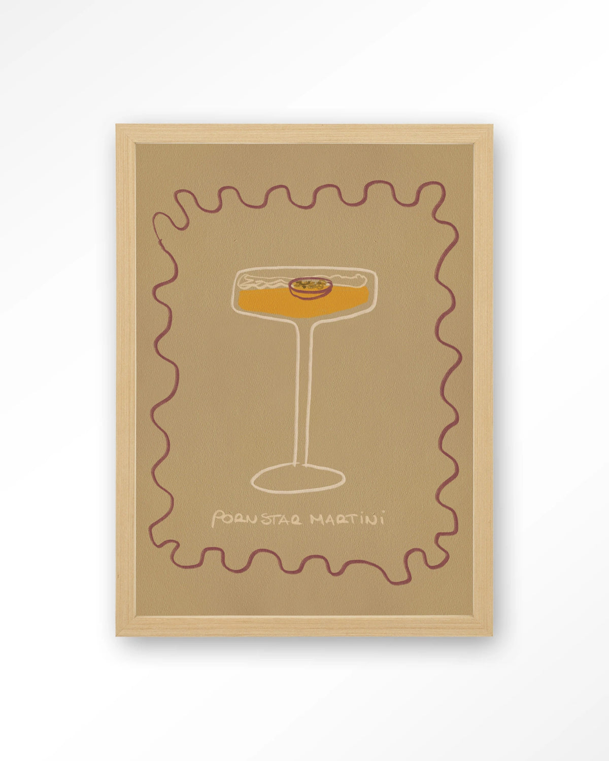 Poma – pornstar martini cocktail – Art print – Hout naturel