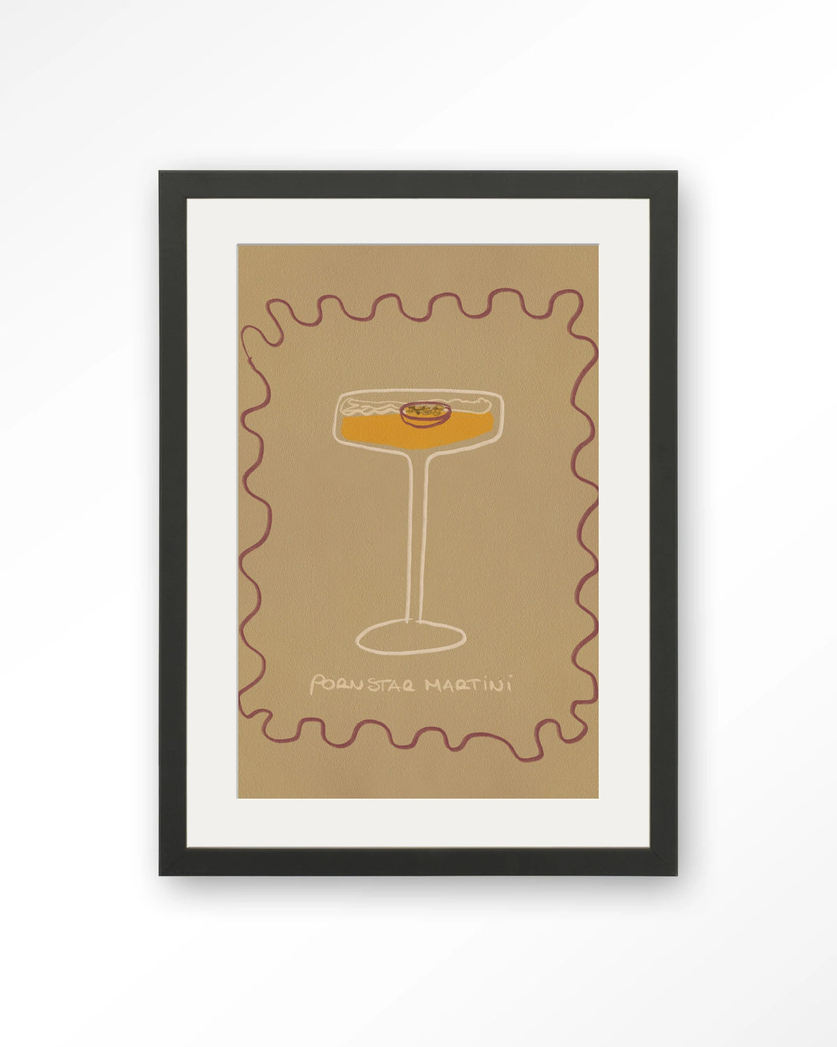 Poma – pornstar martini cocktail – Art print – Hout zwart + passe-partout