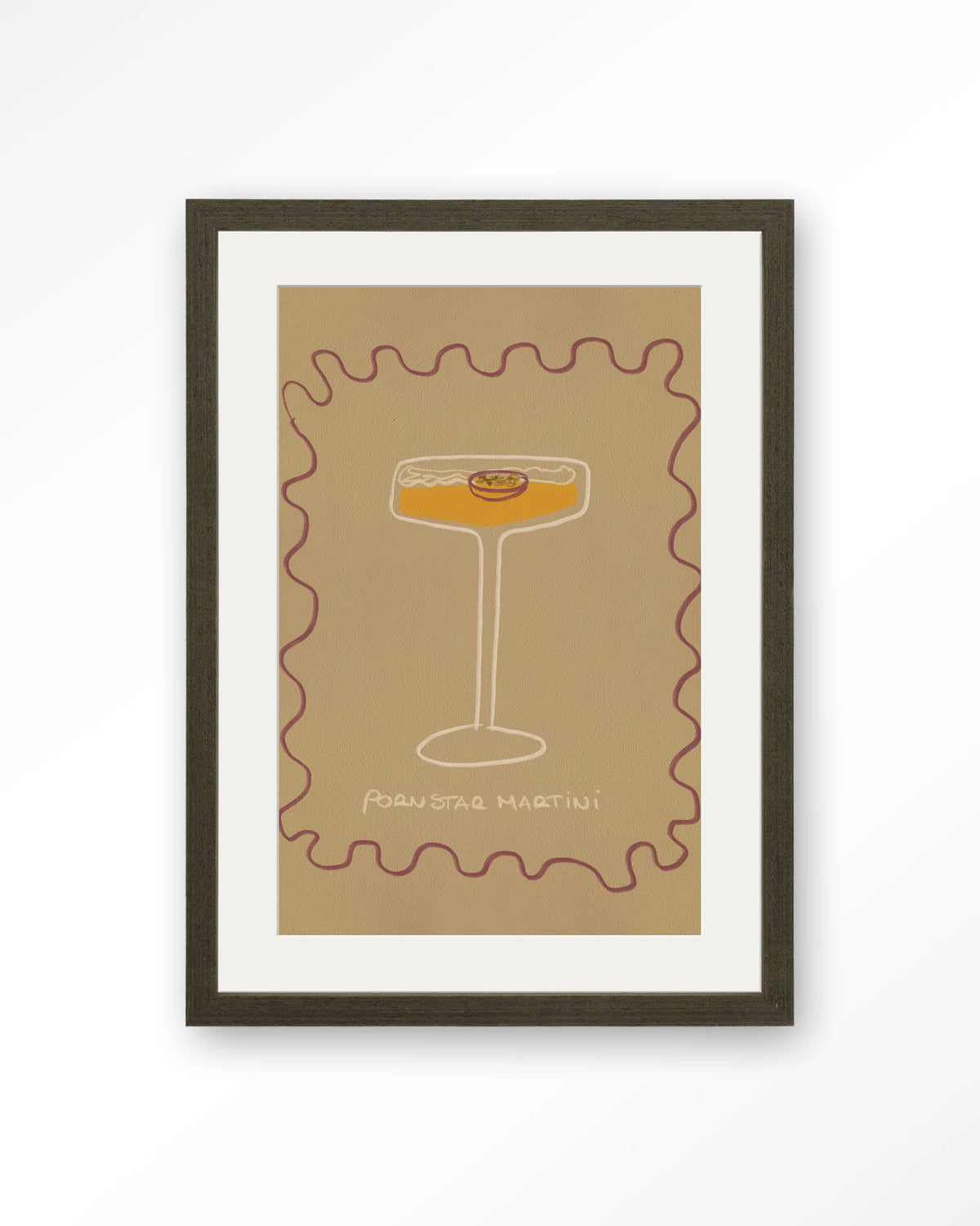Poma – pornstar martini cocktail – Art print – Hout donkerbruin + passe-partout