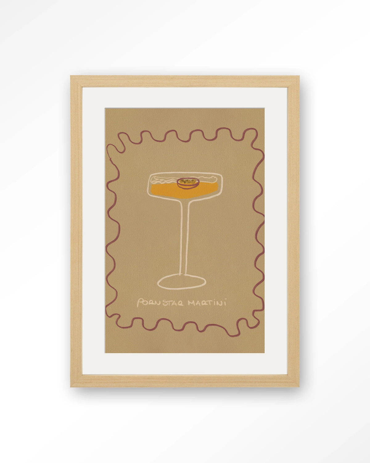 Poma – pornstar martini cocktail – Art print – Hout naturel + passe-partout