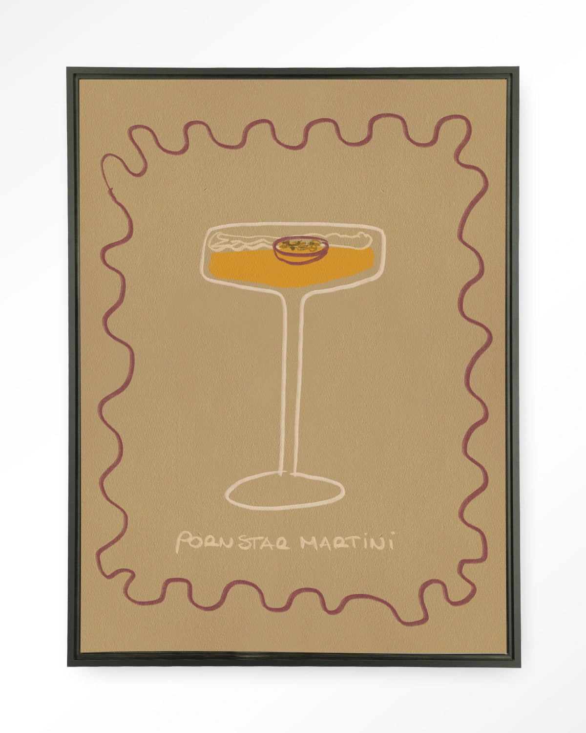 Poma – pornstar martini cocktail – Wandkleed – Floating frame – zwart