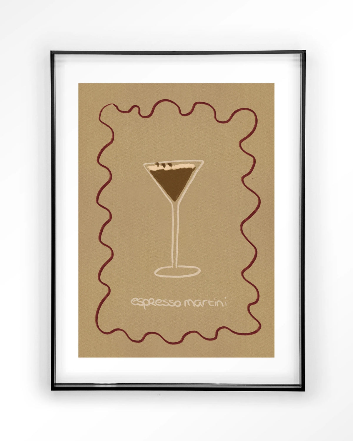 Esma – espresso martini illustratie – Art print – Acryl zwart