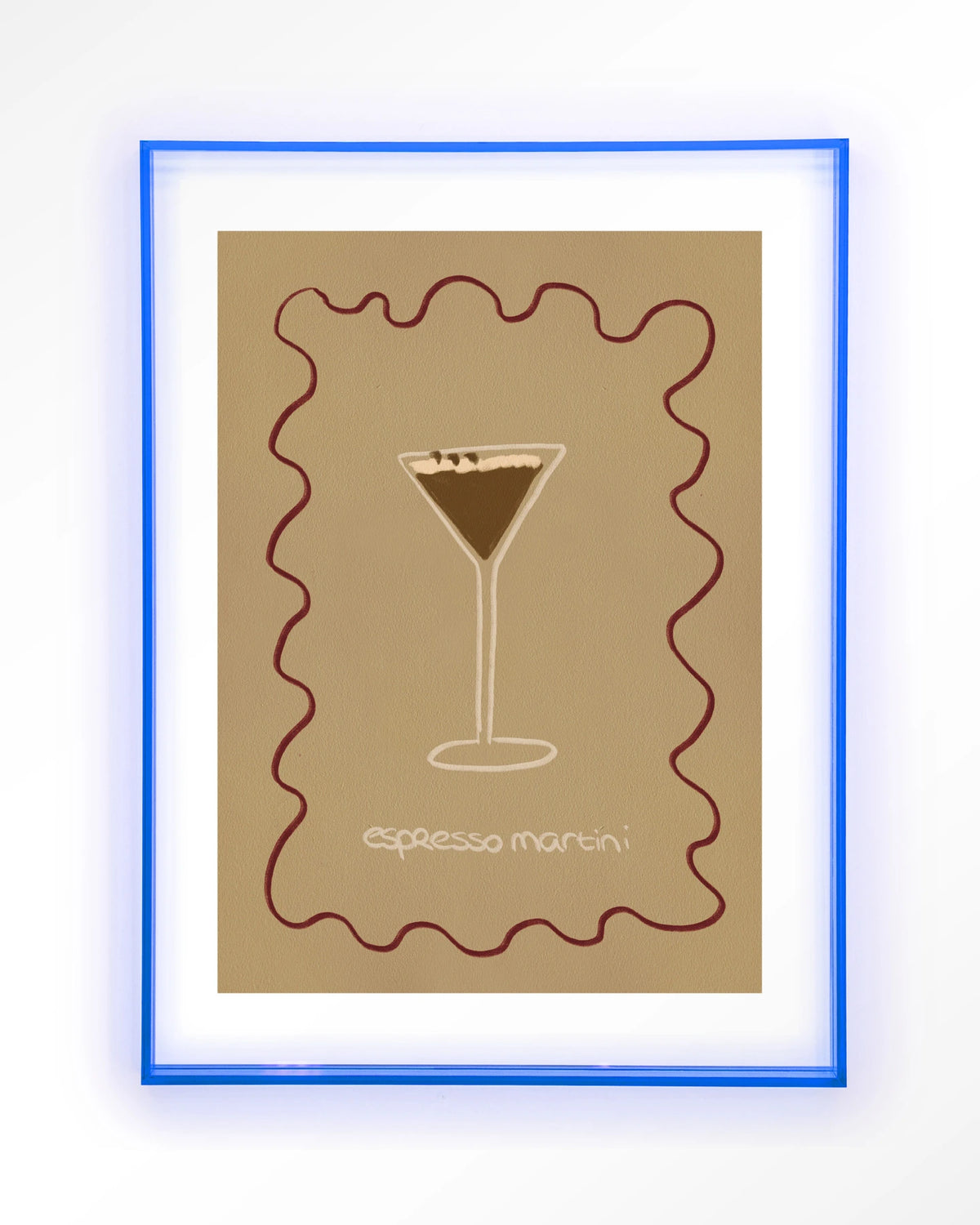 Esma – espresso martini illustratie – Art print – Acryl lichtblauw