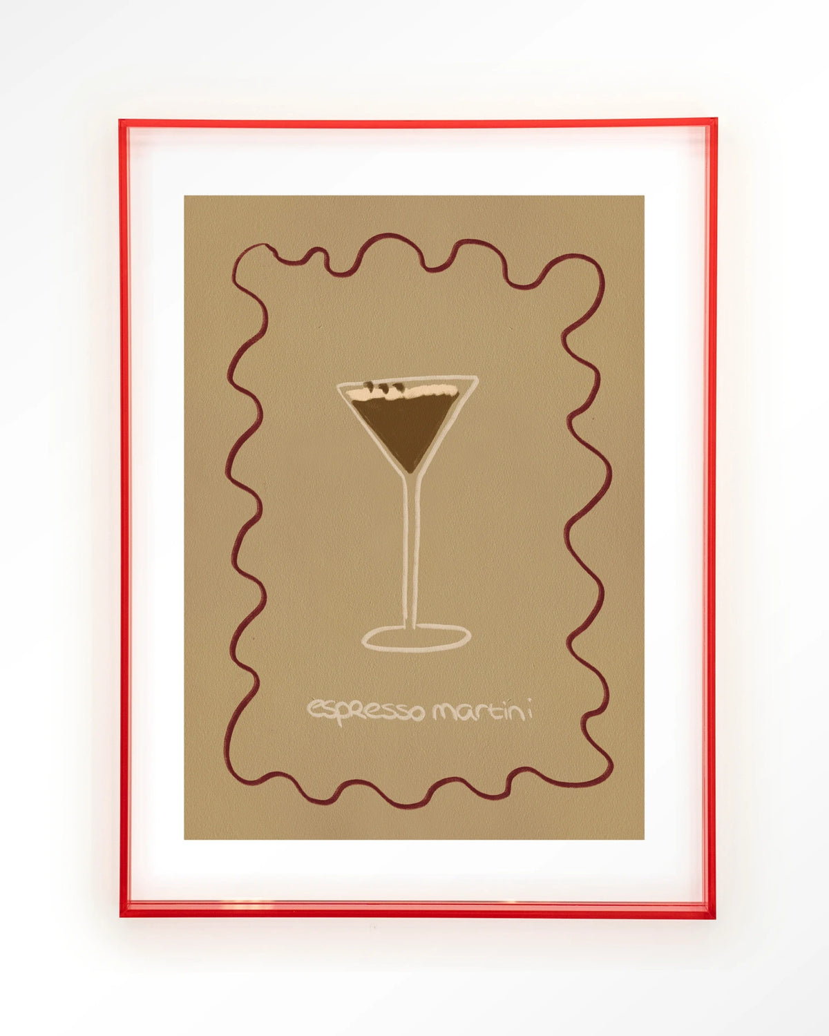 Esma – espresso martini illustratie – Art print – Acryl roze