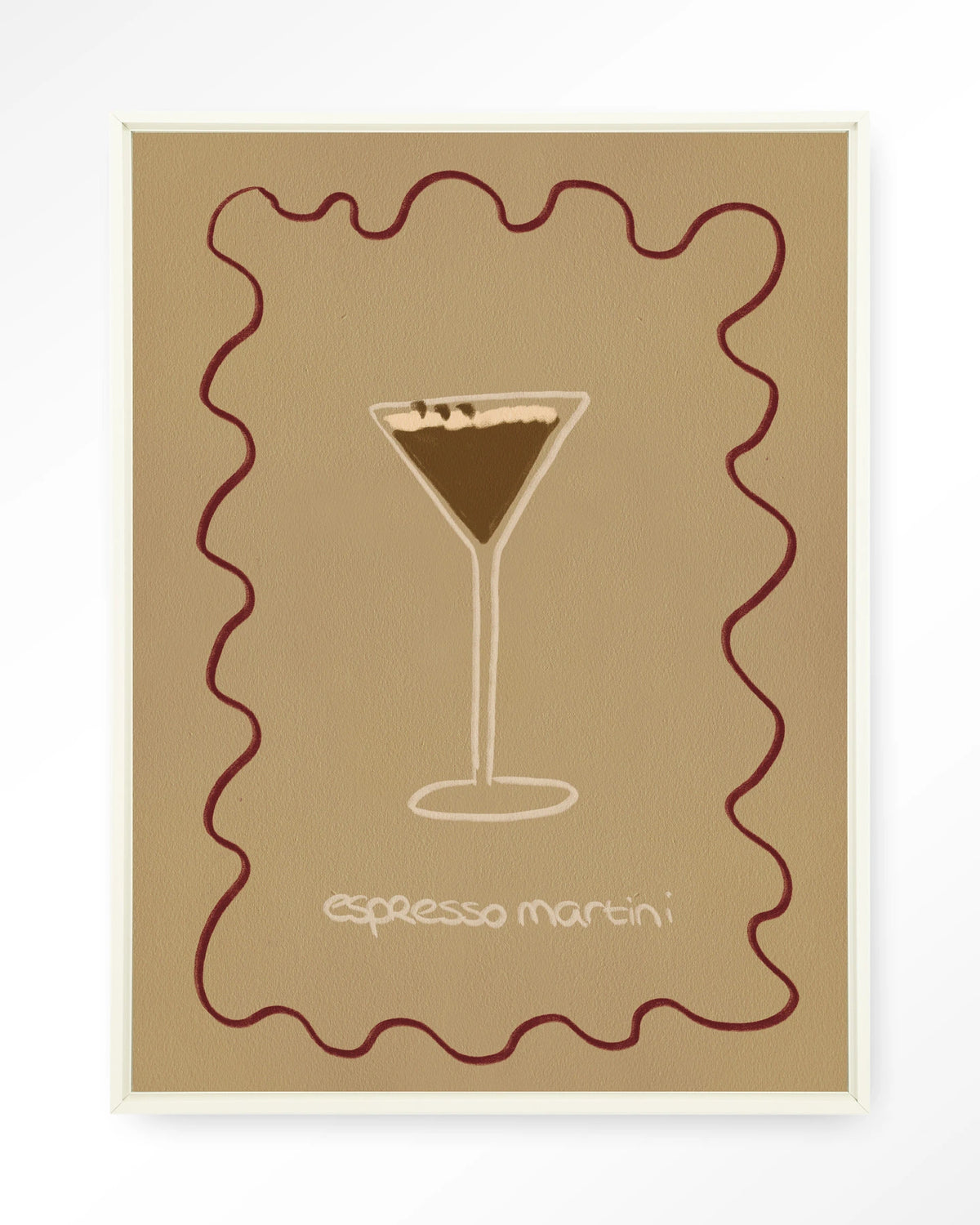 Esma – espresso martini illustratie – Wandkleed – Floating frame – wit