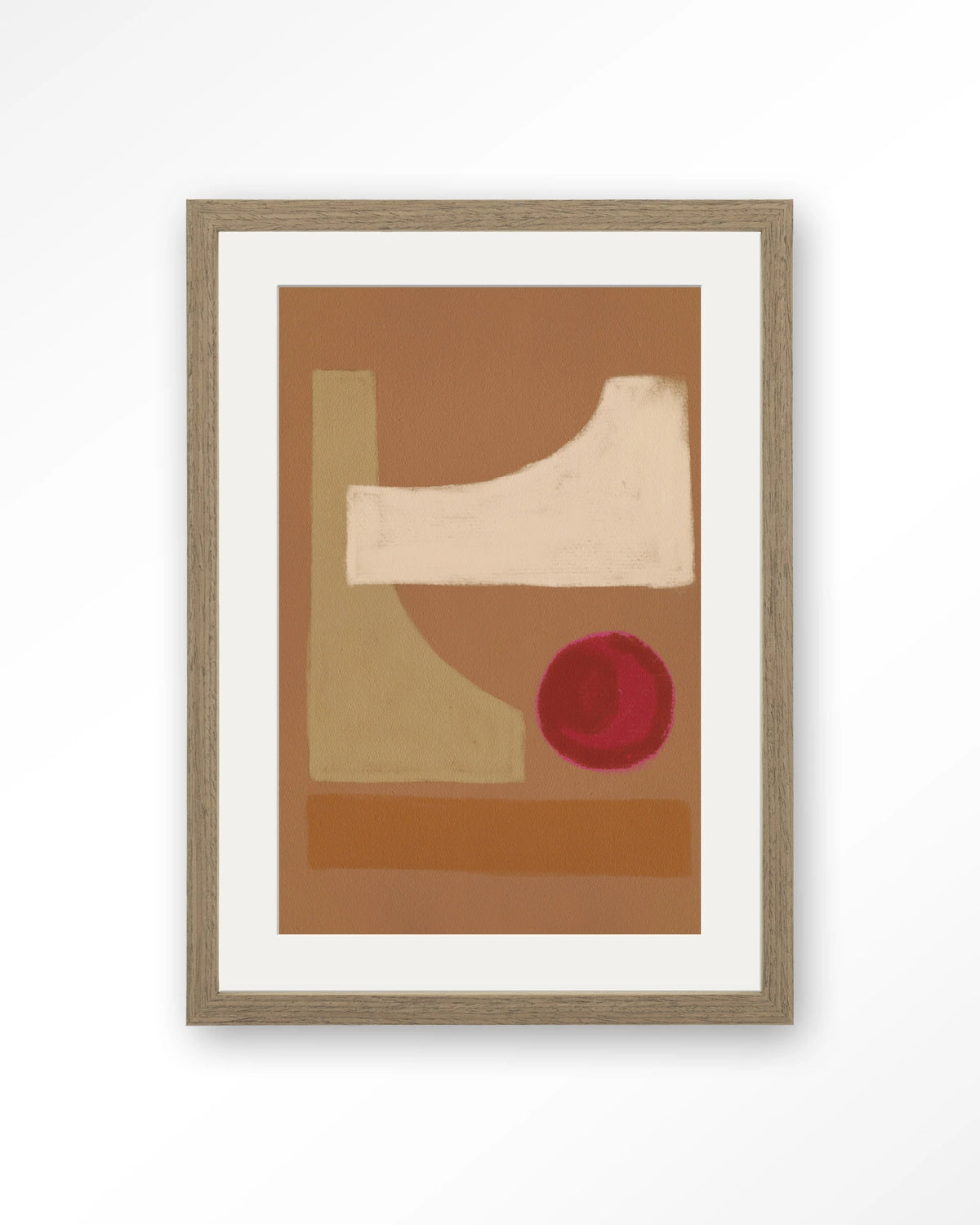 Spice – abstract in bruin en rood – Art print – Hout bruin + passe-partout