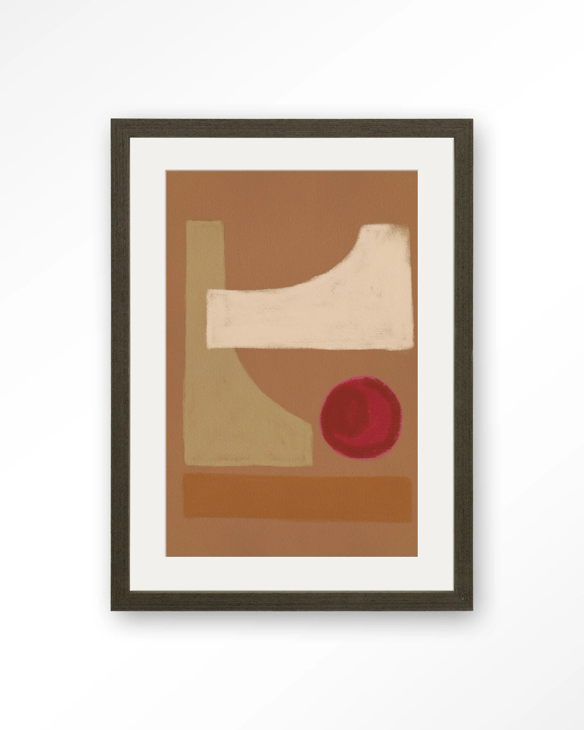 Spice – abstract in bruin en rood – Art print – Hout donkerbruin + passe-partout