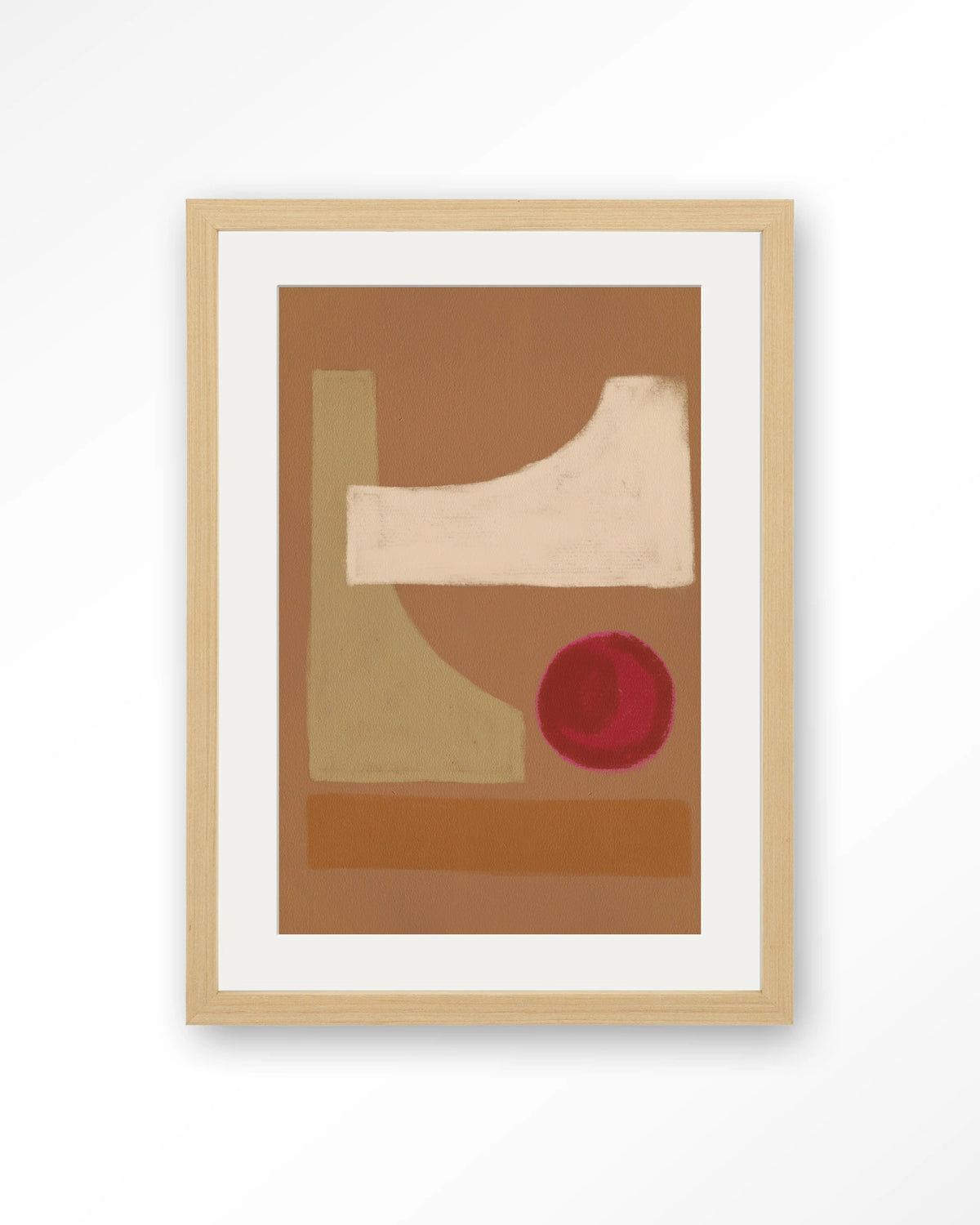Spice – abstract in bruin en rood – Art print – Hout naturel + passe-partout