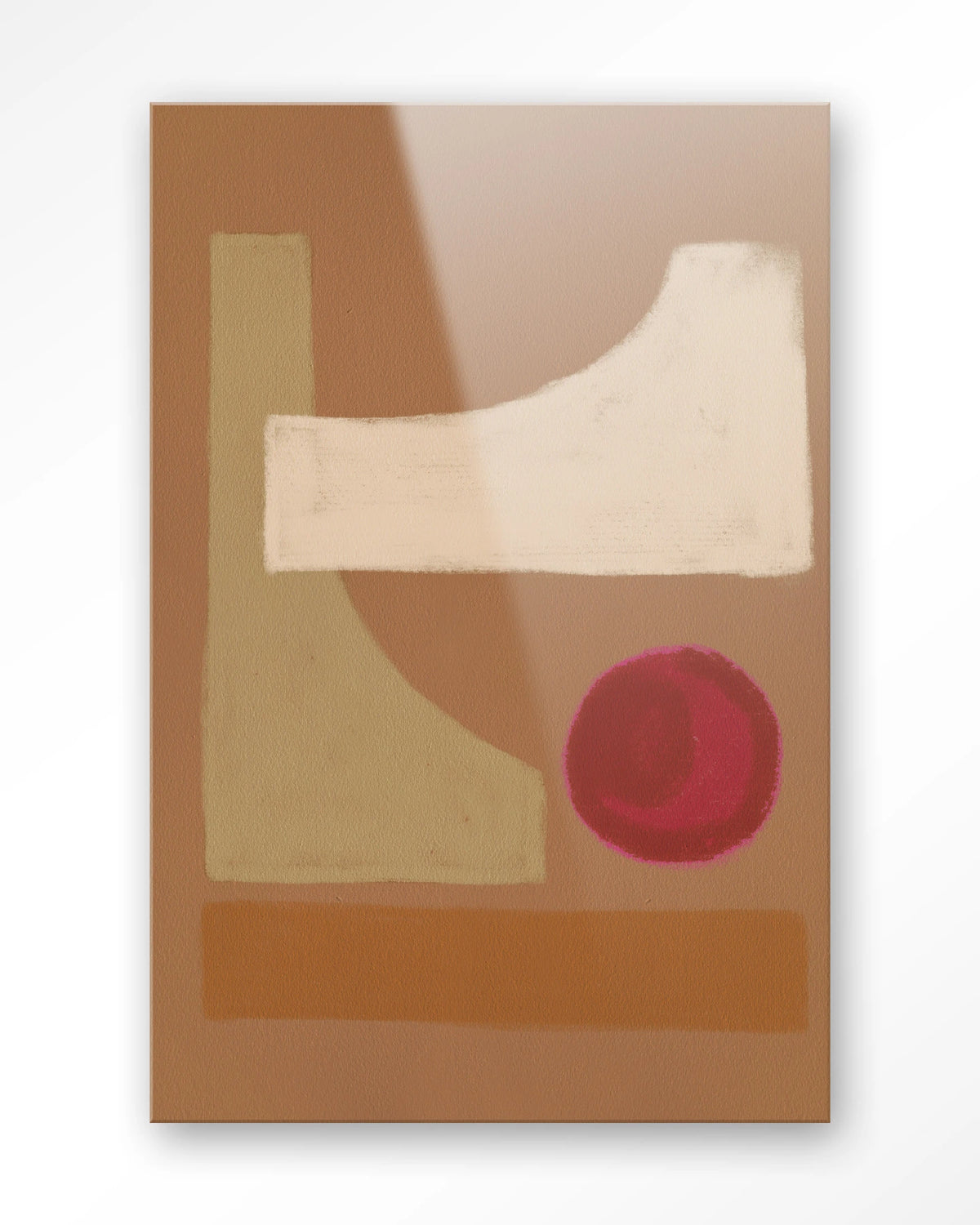 Spice – abstract in bruin en rood – Glas – Blinde montage