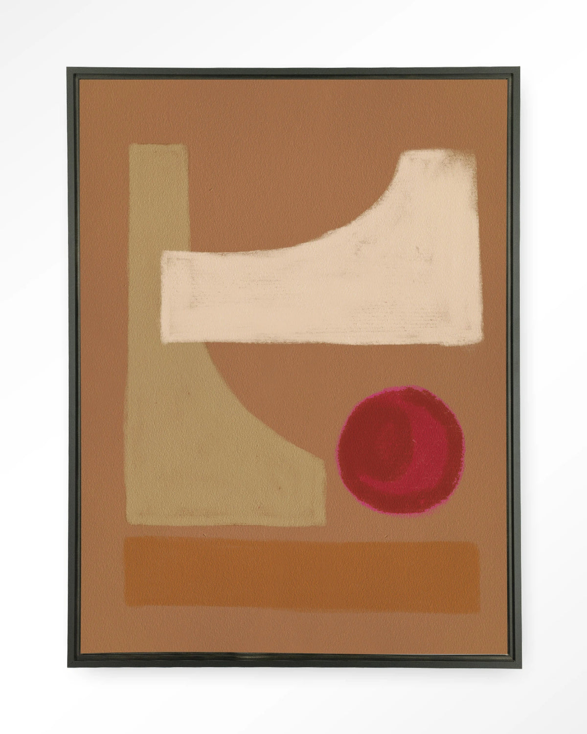Spice – abstract in bruin en rood – Wandkleed – Floating frame – zwart