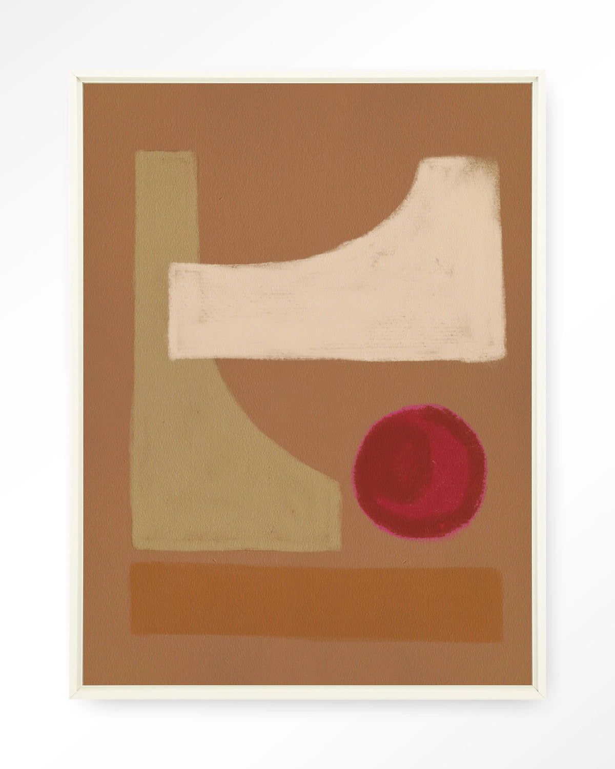 Spice – abstract in bruin en rood – Wandkleed – Floating frame – wit