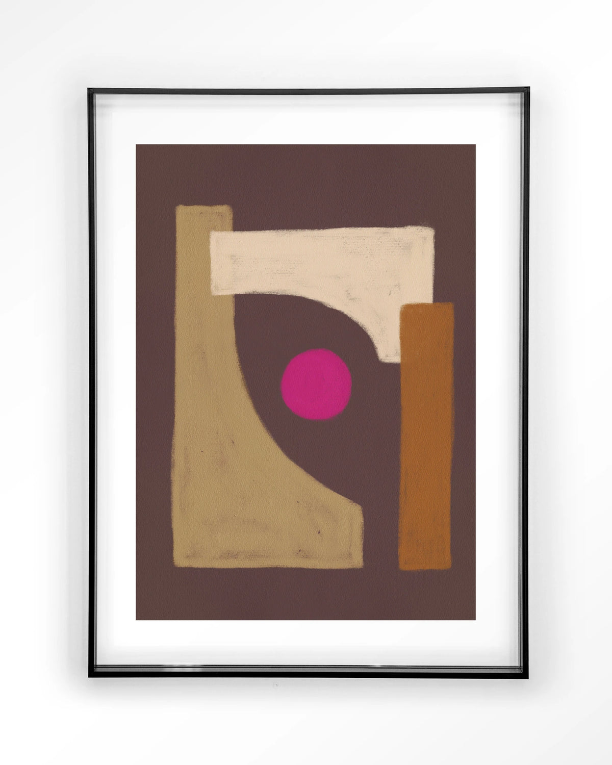 Marrakech – abstract in bruin met roze cirkel – Art print – Acryl zwart