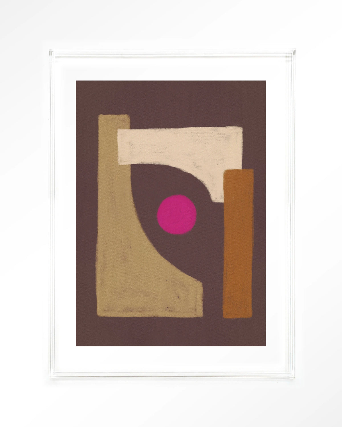 Marrakech – abstract in bruin met roze cirkel – Art print – Acryl doorzichtig