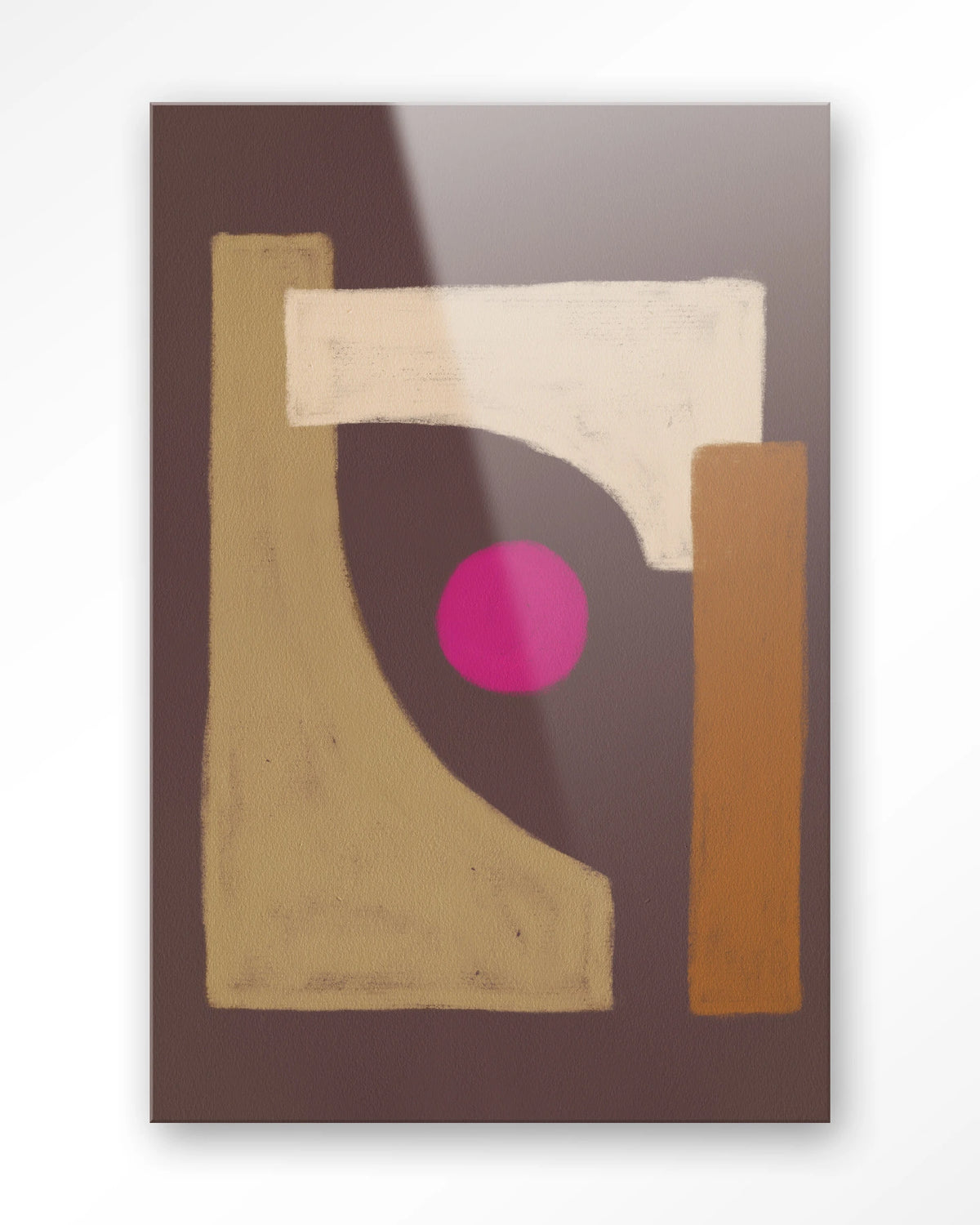 Marrakech – abstract in bruin met roze cirkel – Glas – Blinde montage