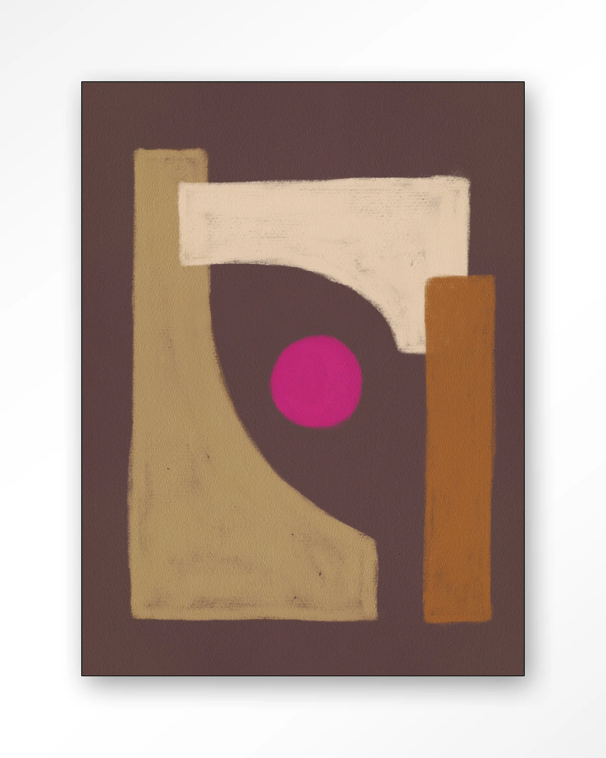 Marrakech – abstract in bruin met roze cirkel – Wandkleed – Frame – zwart