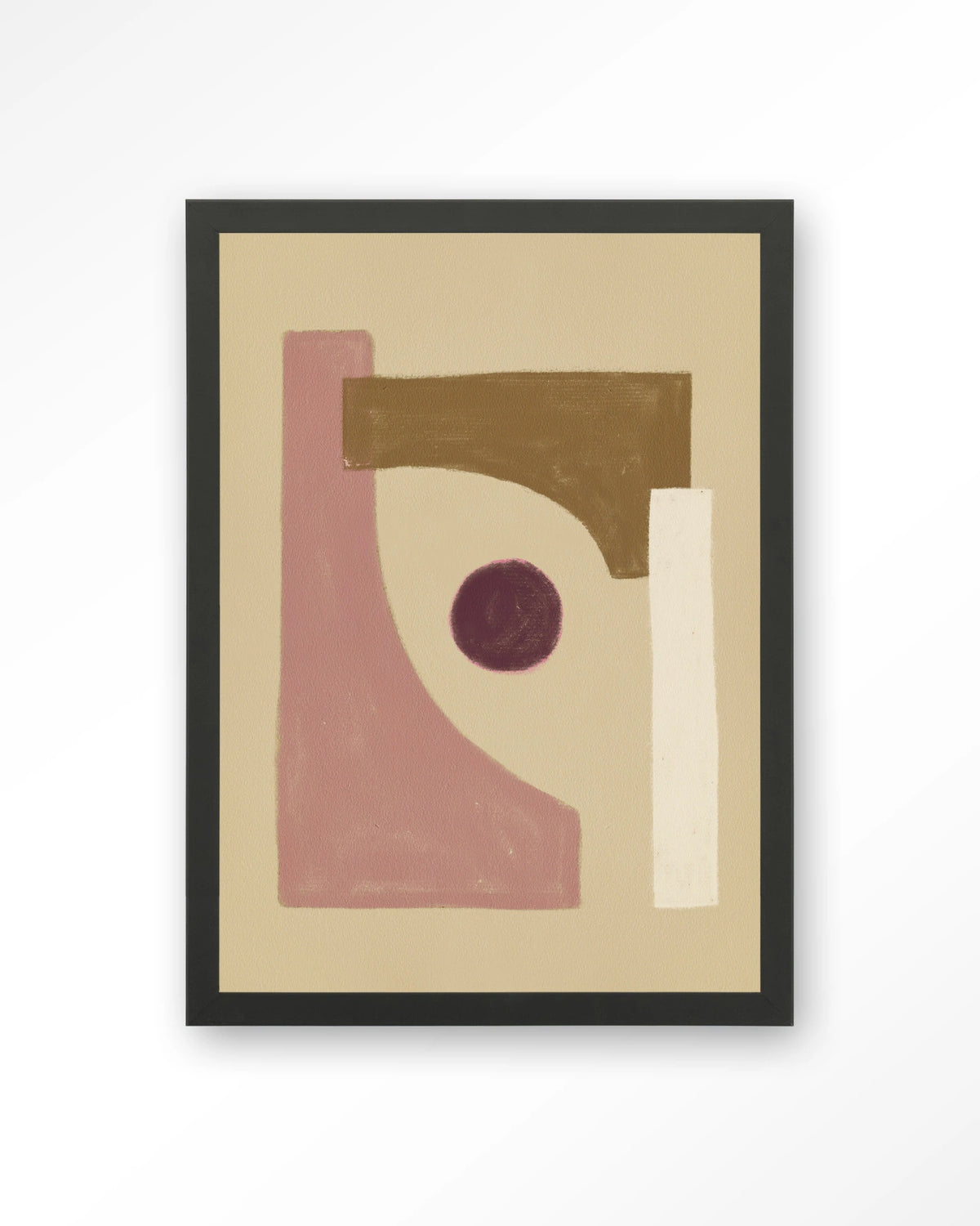 Herbs – abstract in roze en beige – Art print – Hout zwart
