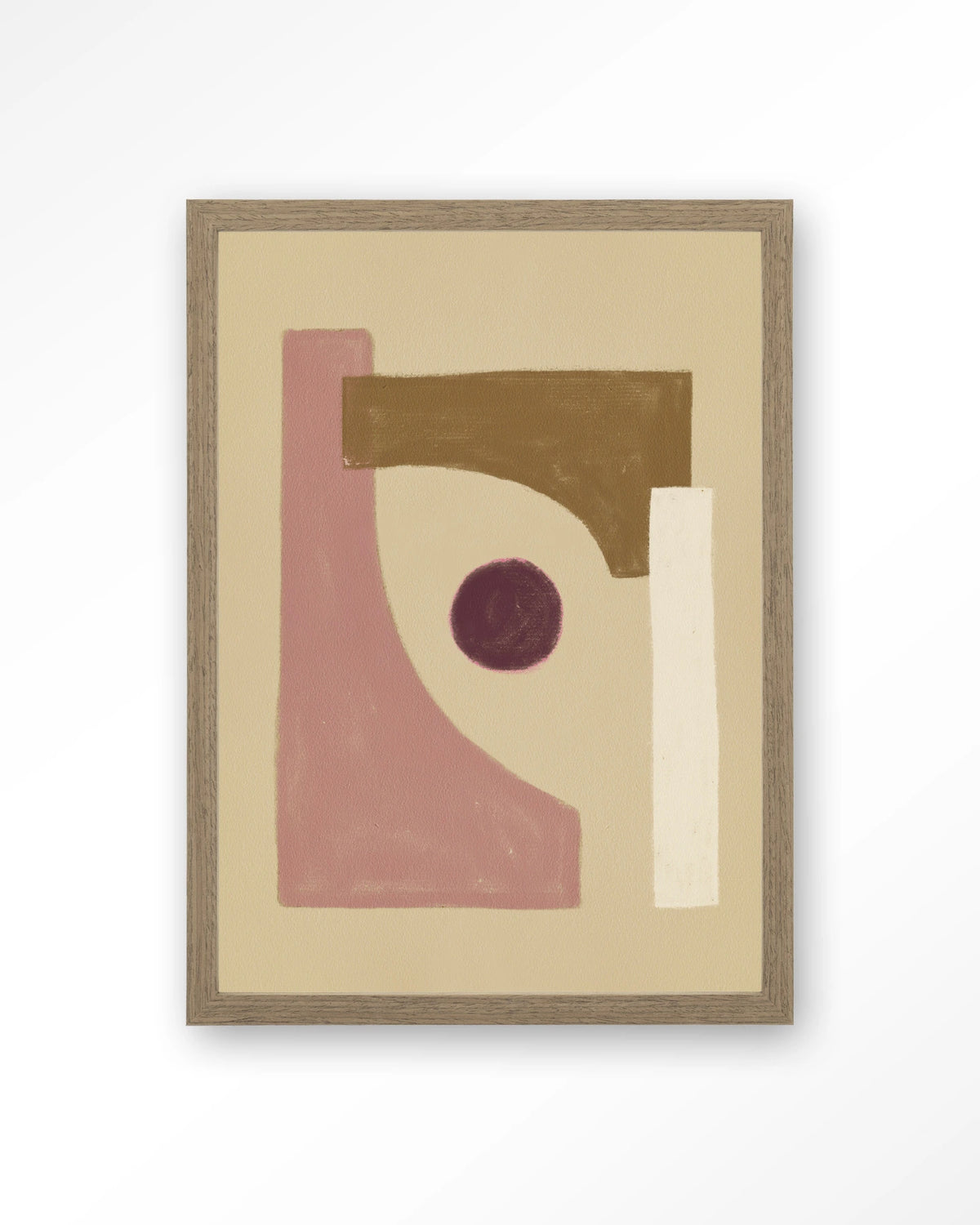 Herbs – abstract in roze en beige – Art print – Hout bruin