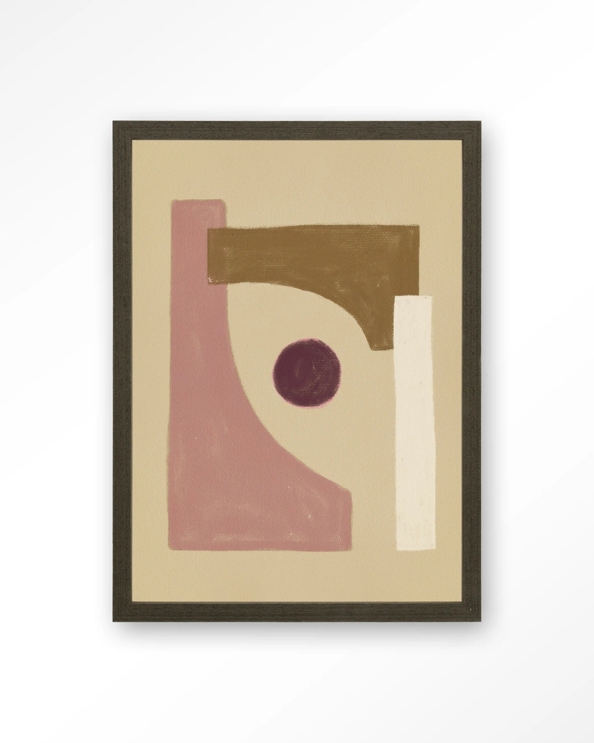 Herbs – abstract in roze en beige – Art print – Hout donkerbruin