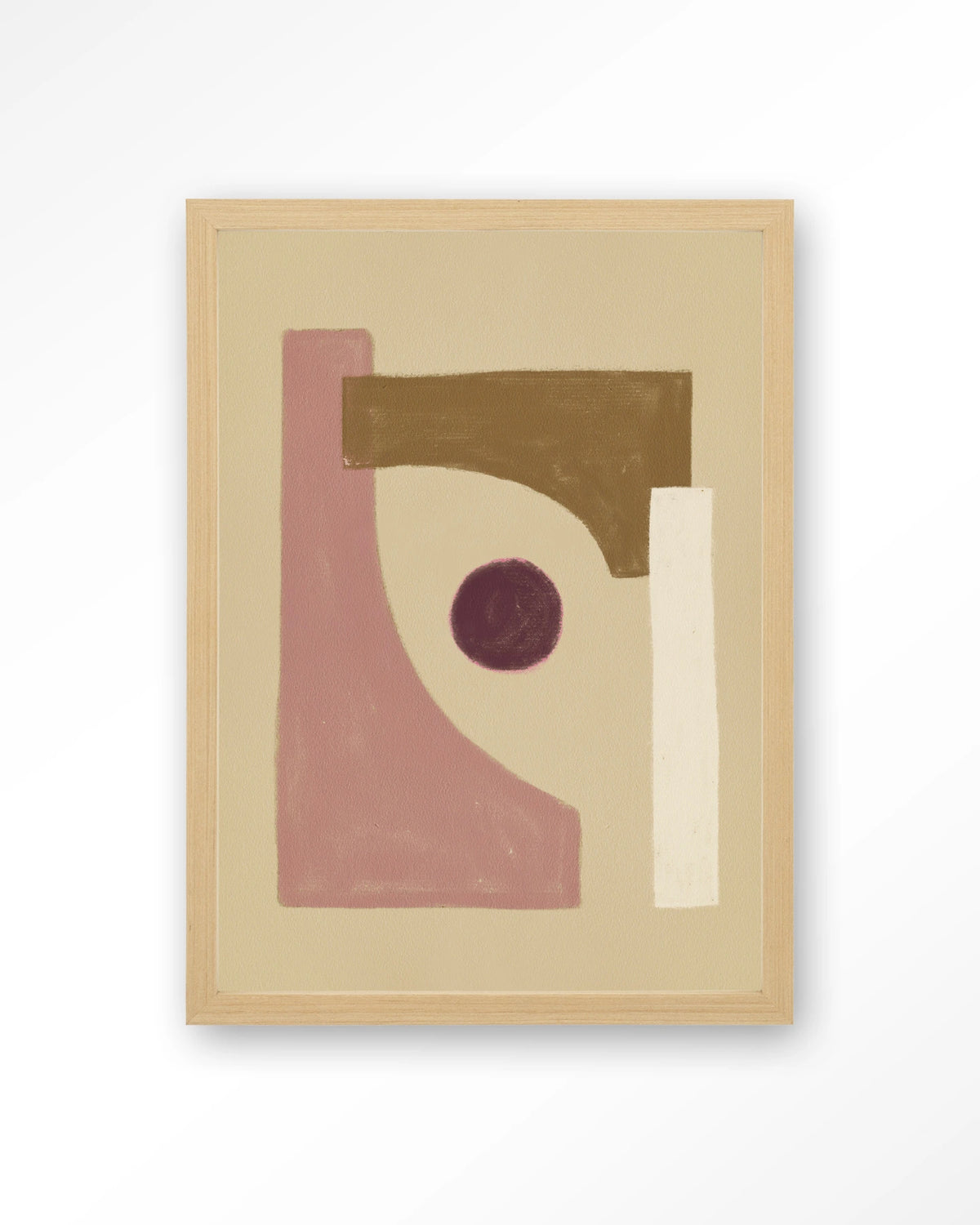 Herbs – abstract in roze en beige – Art print – Hout naturel