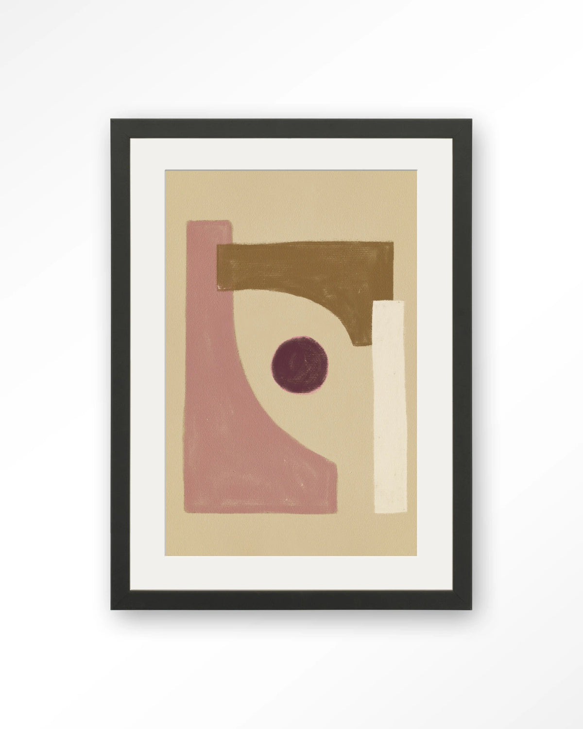 Herbs – abstract in roze en beige – Art print – Hout zwart + passe-partout