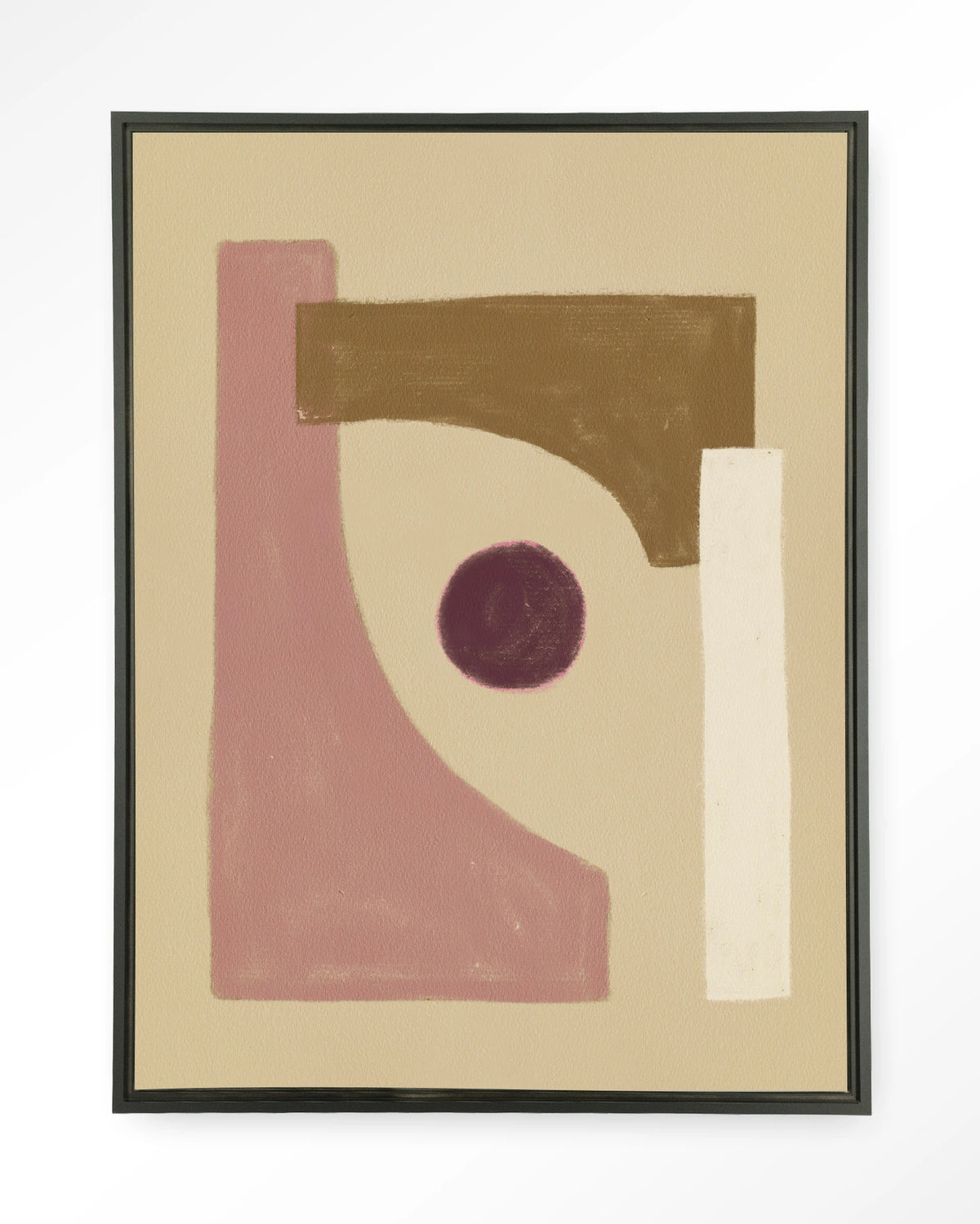 Herbs – abstract in roze en beige – Wandkleed – Floating frame – zwart