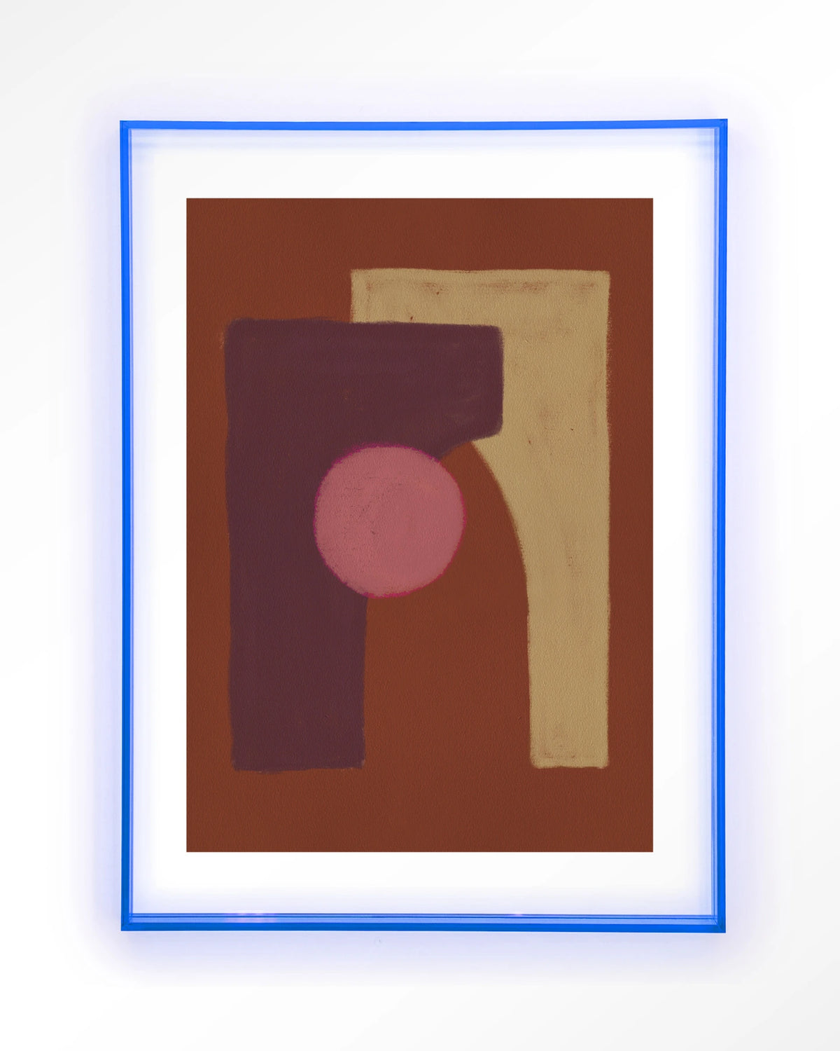 Herbal – abstract in bruin en roze – Art print – Acryl lichtblauw