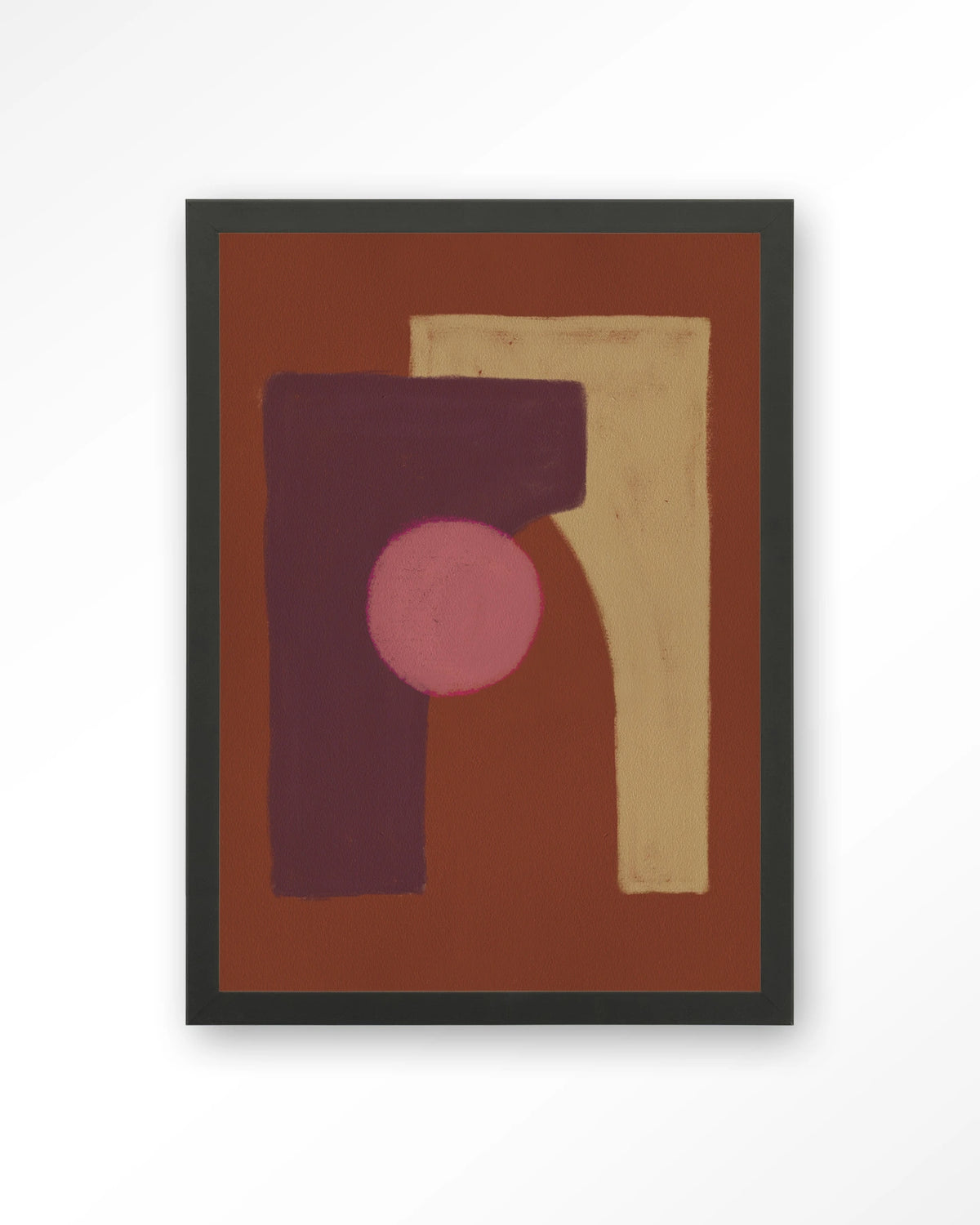 Herbal – abstract in bruin en roze – Art print – Hout zwart