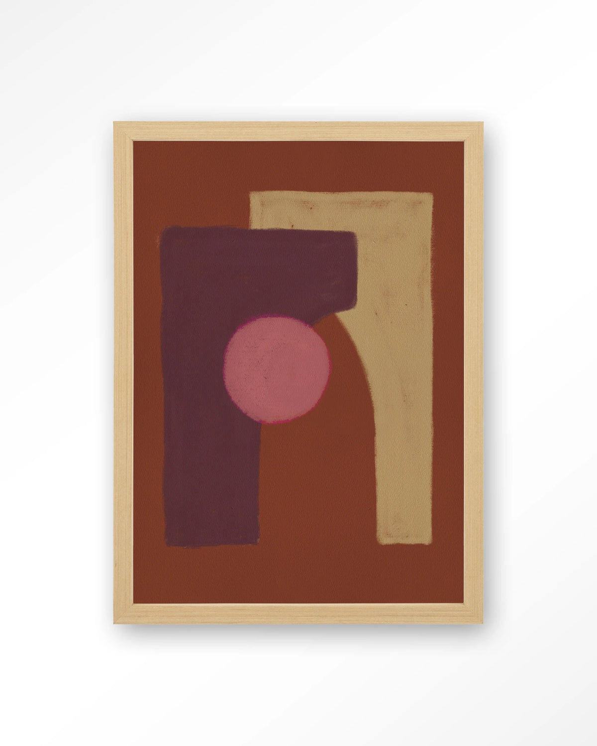 Herbal – abstract in bruin en roze – Art print – Hout naturel