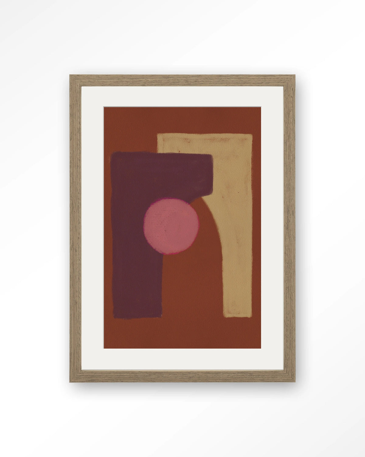 Herbal – abstract in bruin en roze – Art print – Hout bruin + passe-partout