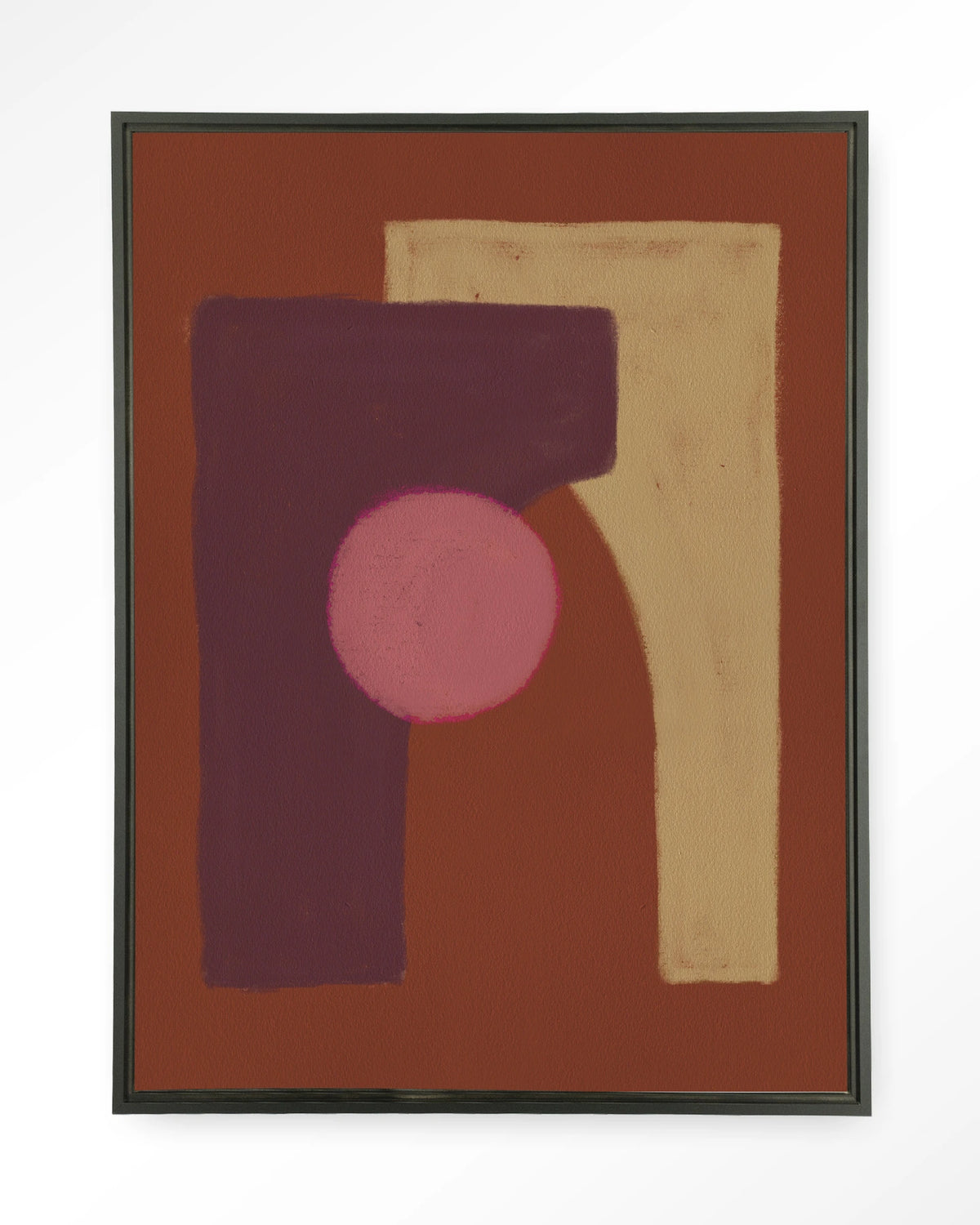 Herbal – abstract in bruin en roze – Wandkleed – Floating frame – zwart