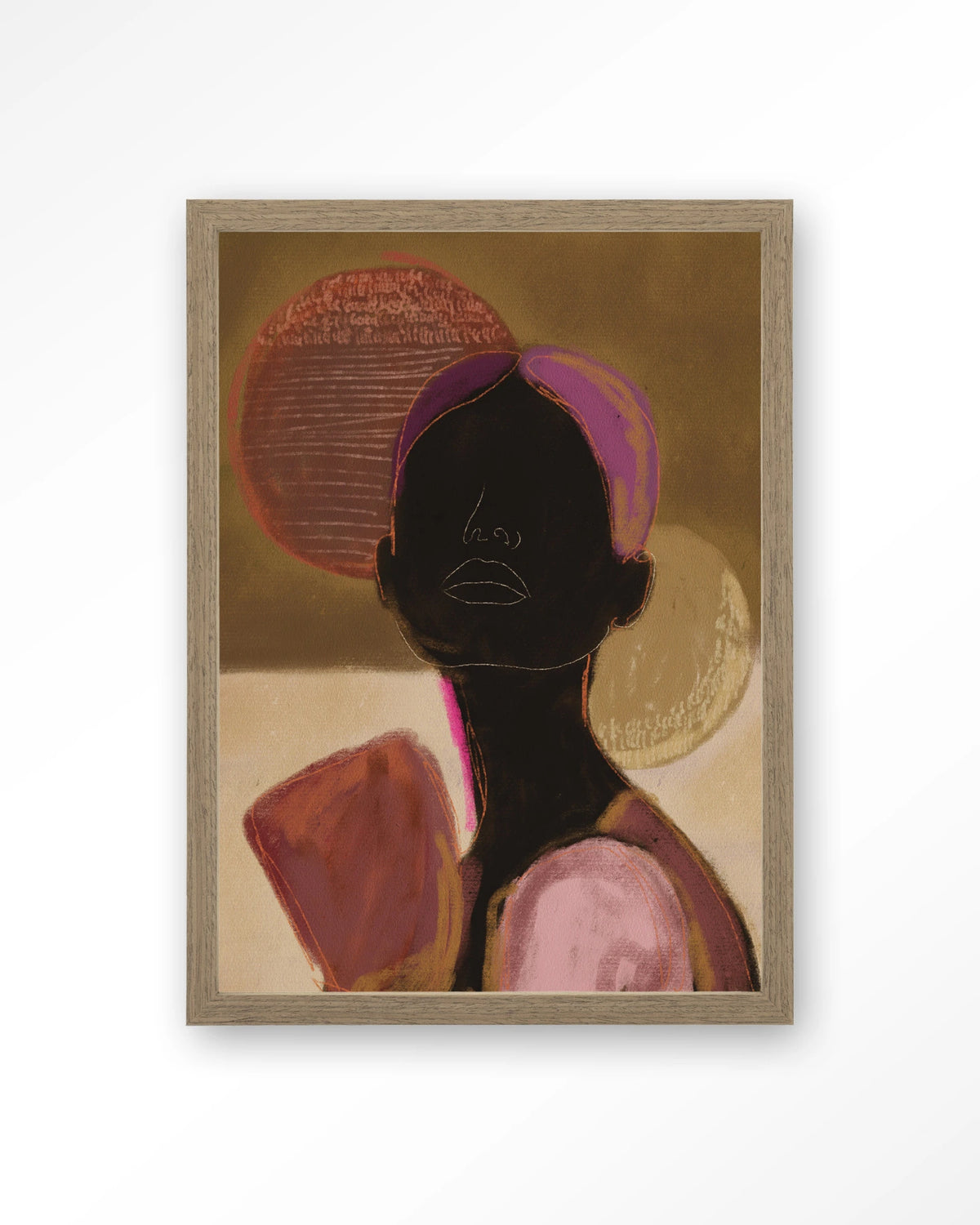Silhouette Lady 2 – silhouet van een vrouw in aardetinten – Art print – Hout bruin