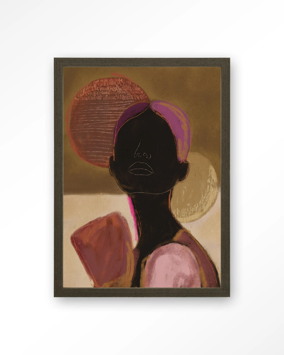 Silhouette Lady 2 – silhouet van een vrouw in aardetinten – Art print – Hout donkerbruin