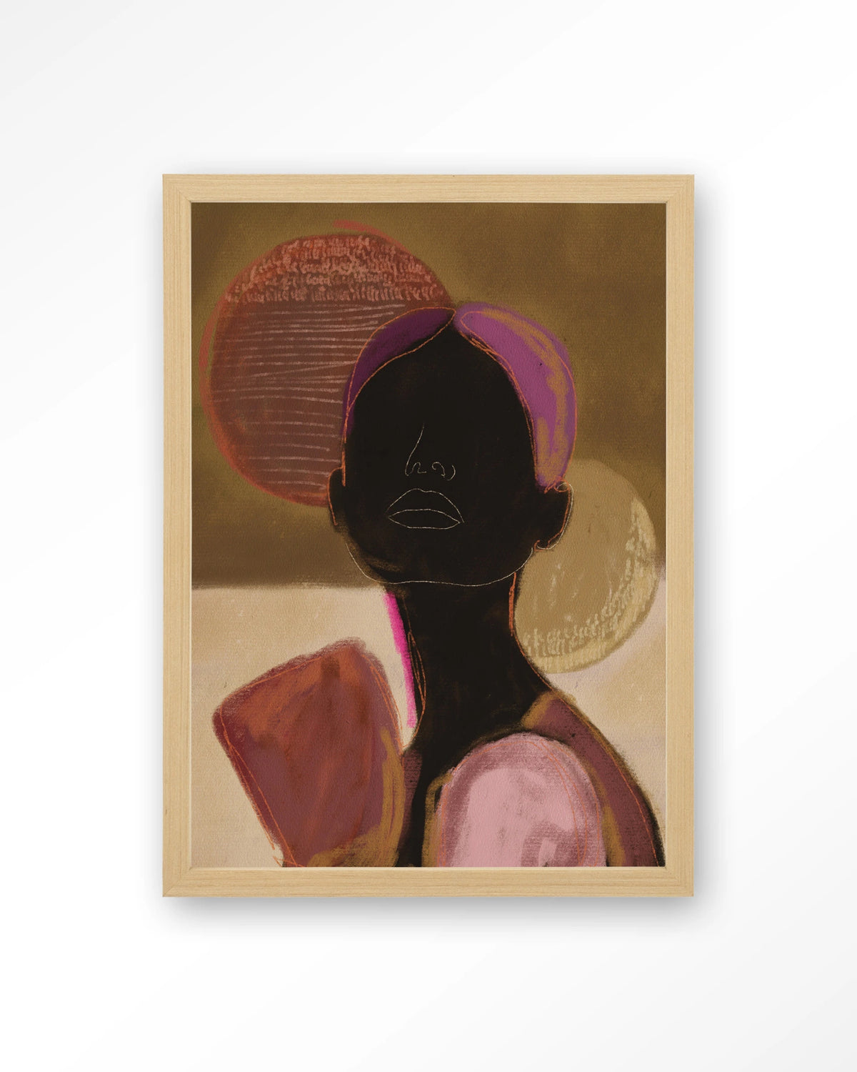Silhouette Lady 2 – silhouet van een vrouw in aardetinten – Art print – Hout naturel