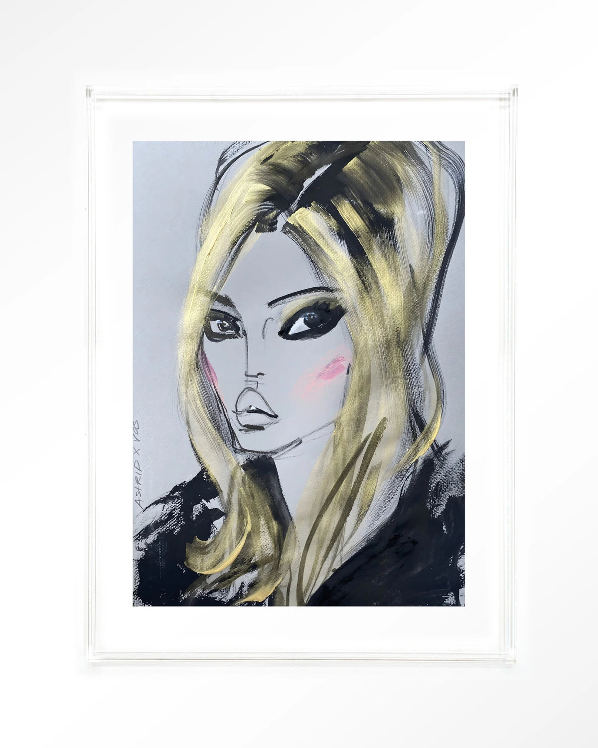 Kate Moss – getekend portret met blond haar – Art print – Acryl doorzichtig